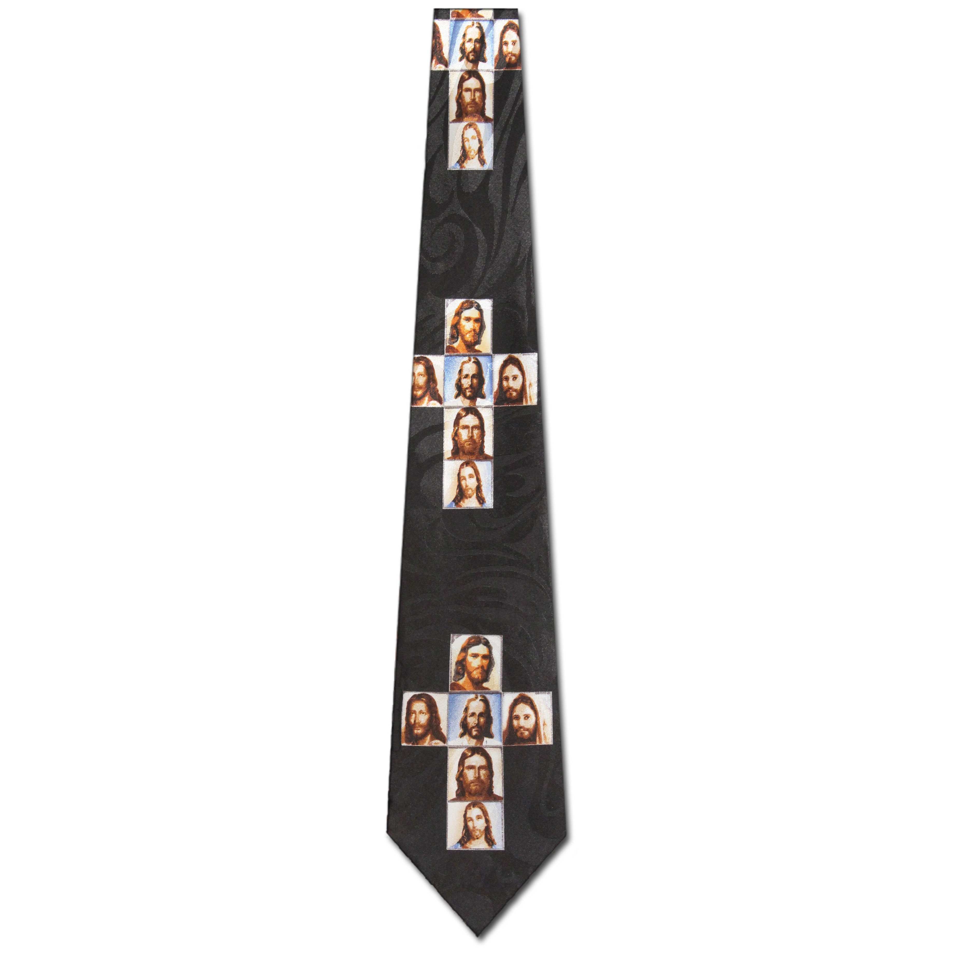 1891-100: Images of Jesus Ties Christian Crosses Neckties Black by Steven Harris at Abcties.com