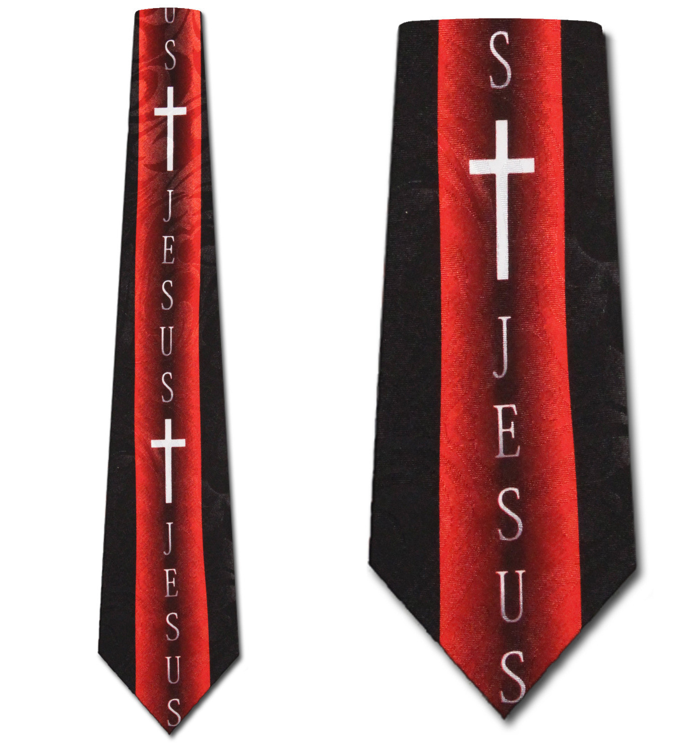 1896-100: Jesus Cross Stripe Tie Religious Neckties Black by Steven Harris