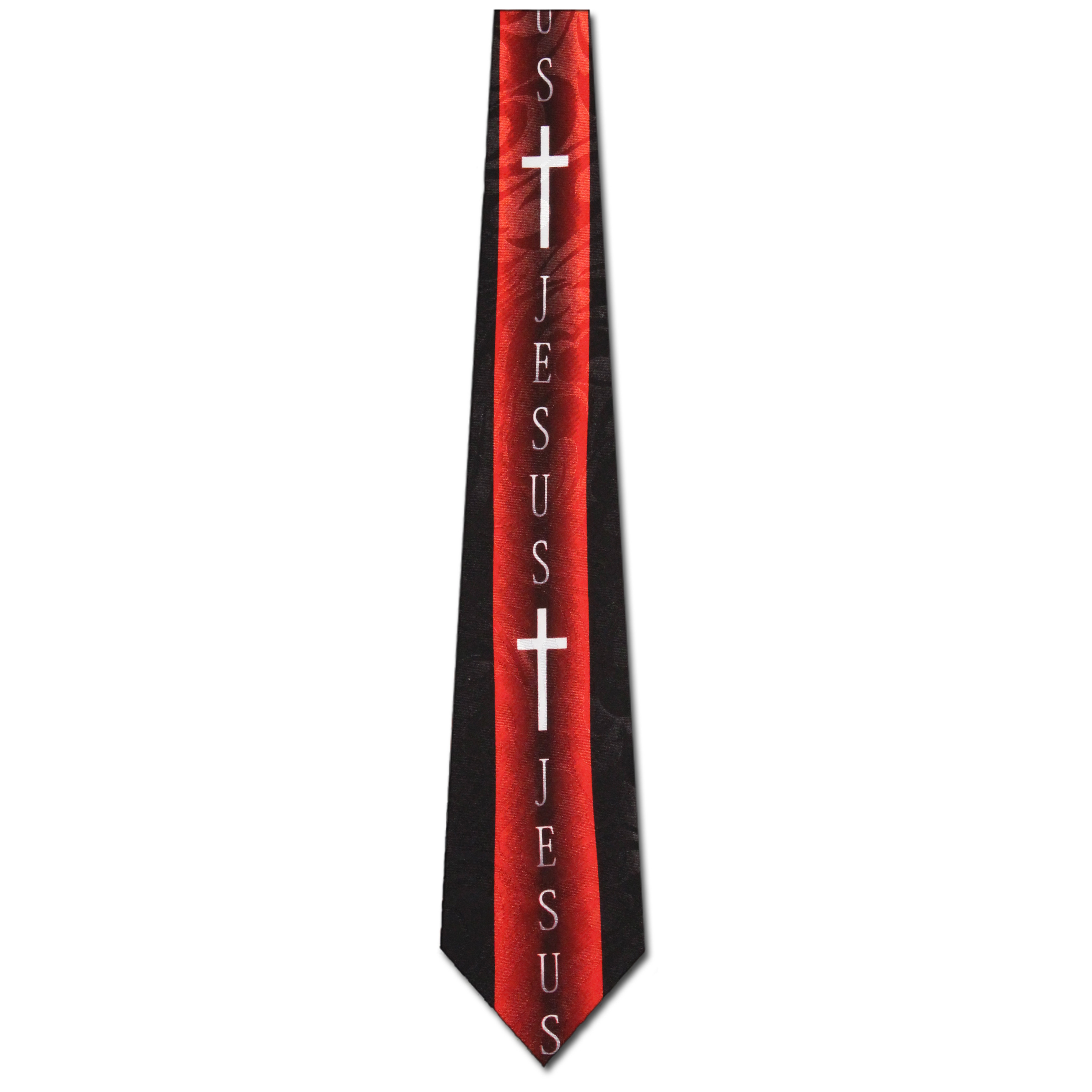 1896-100: Jesus Cross Stripe Tie Religious Neckties Black by Steven Harris at Abcties.com