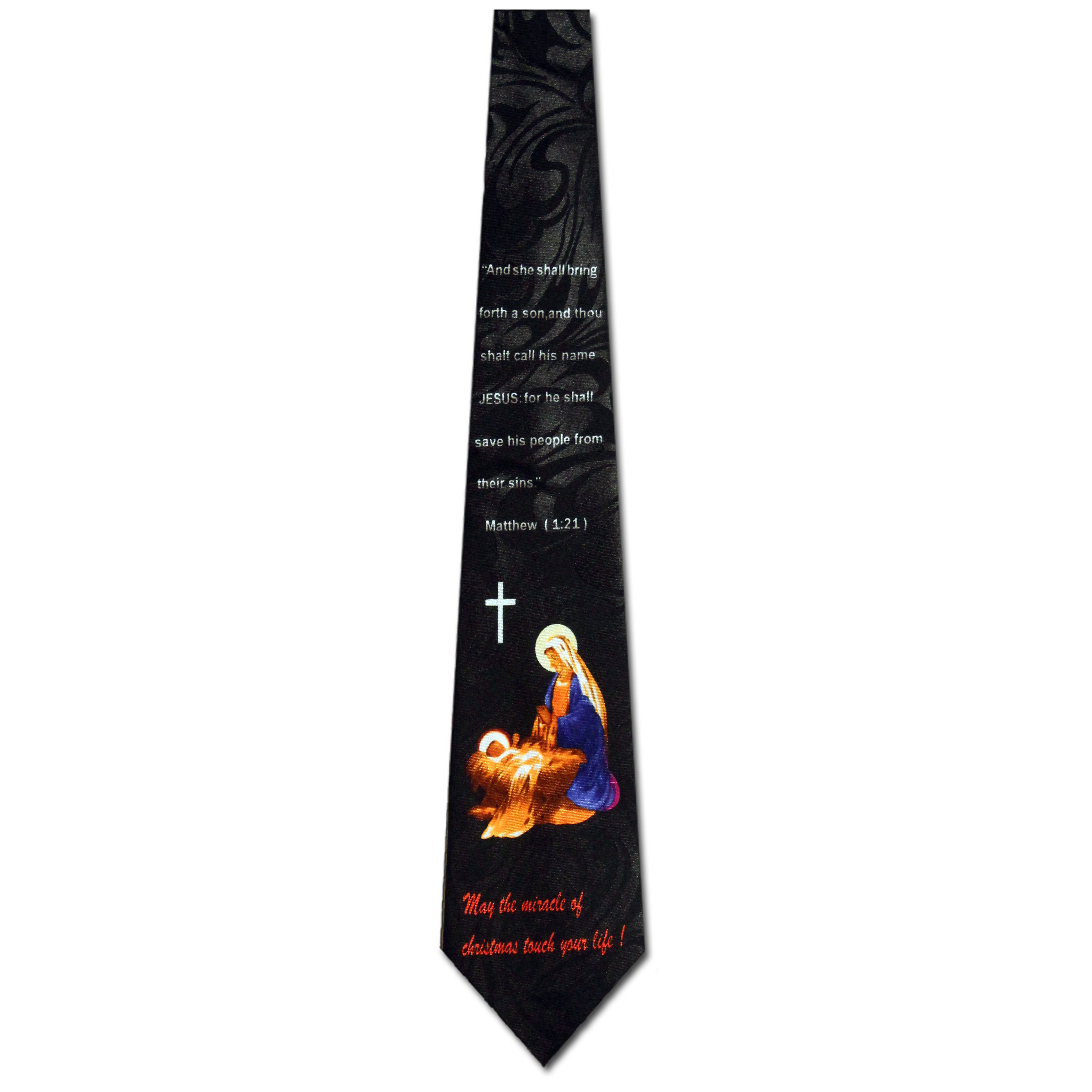 1899-100: Matthew 1 21 Ties Religious Miracle of Christmas Necktie by Steven Harris at Abcties.com