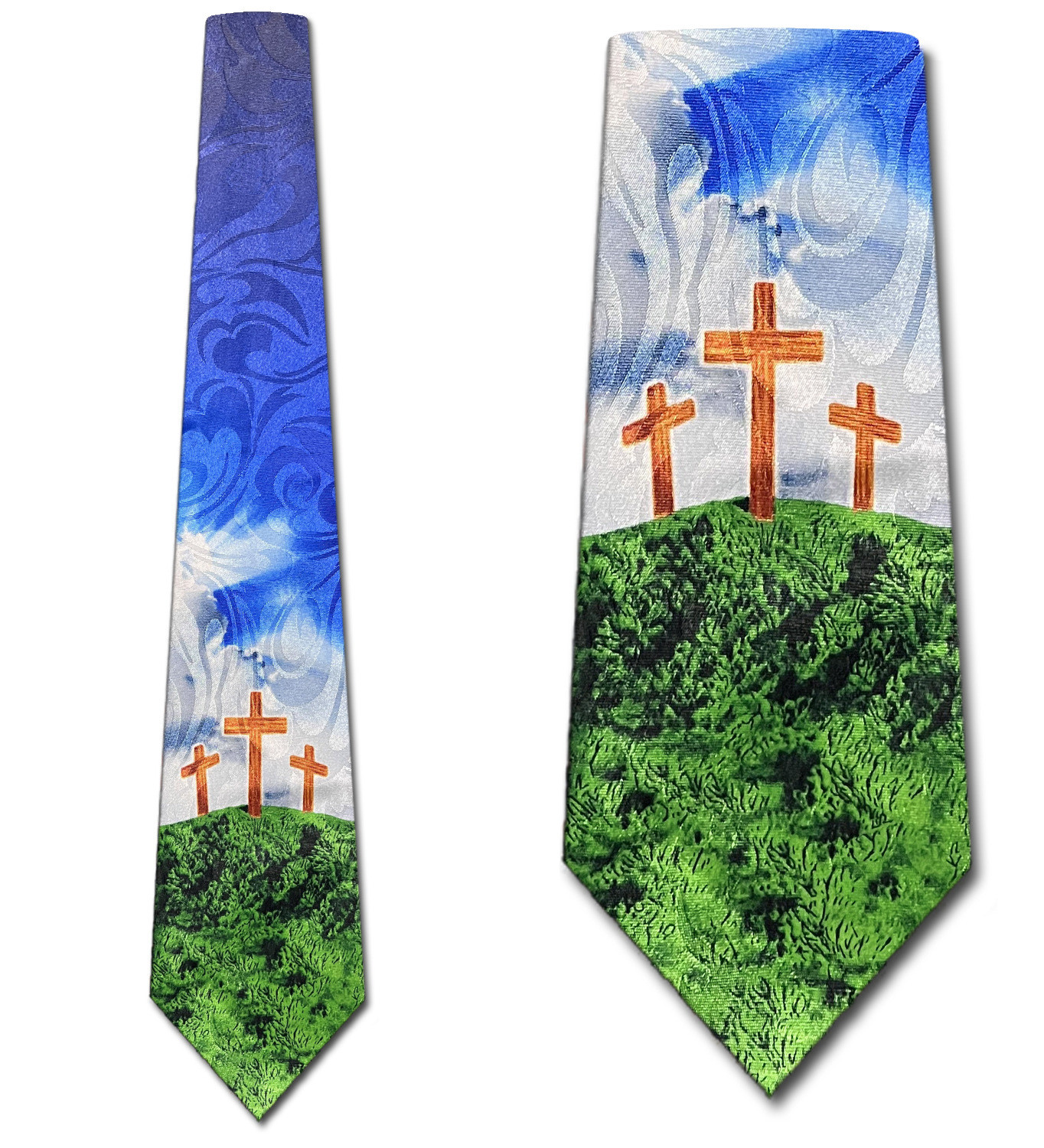1904-100: Three Crosses Beaming Light Neckties Christian Ties by Steven Harris