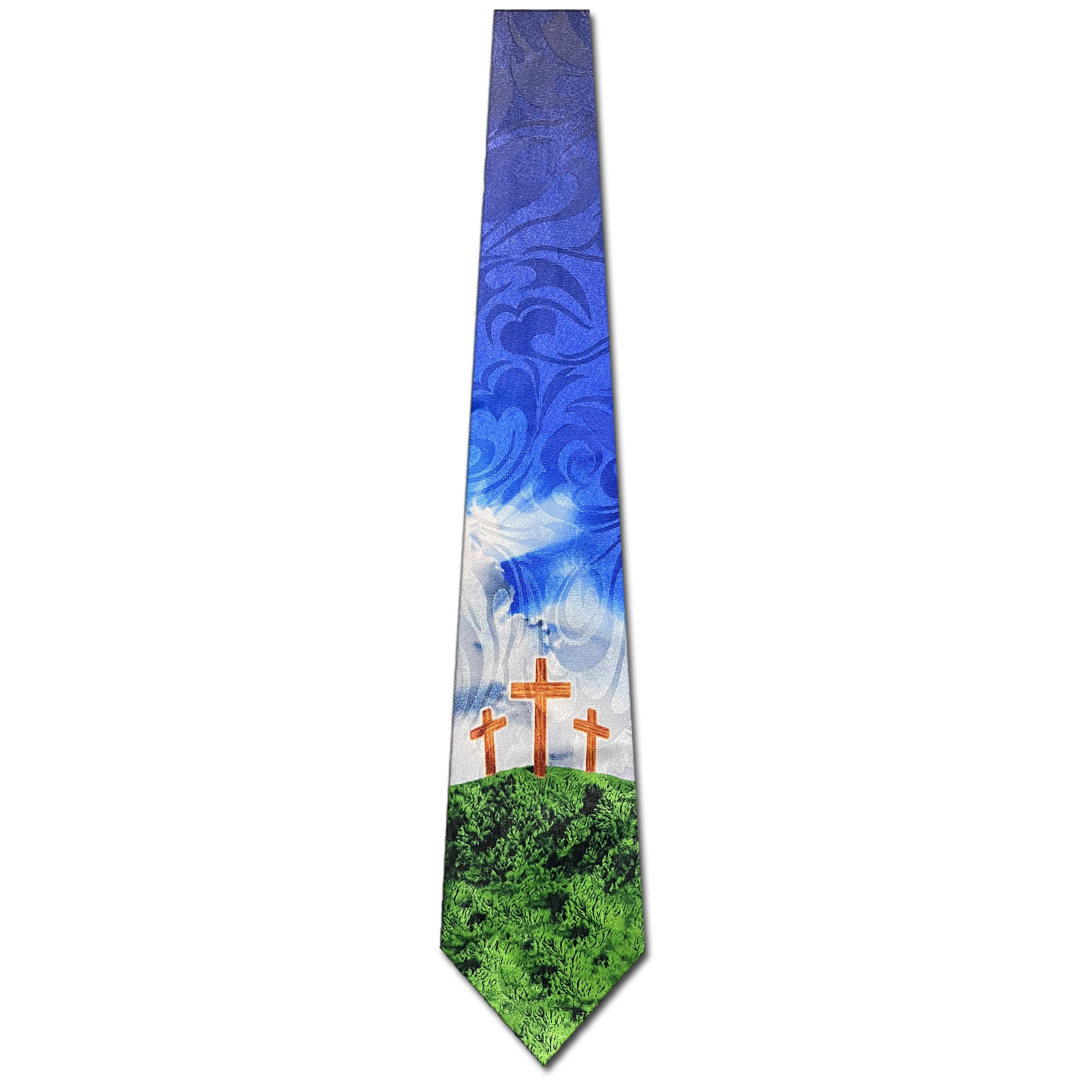 1904-100: Three Crosses Beaming Light Neckties Christian Ties by Steven Harris at Abcties.com