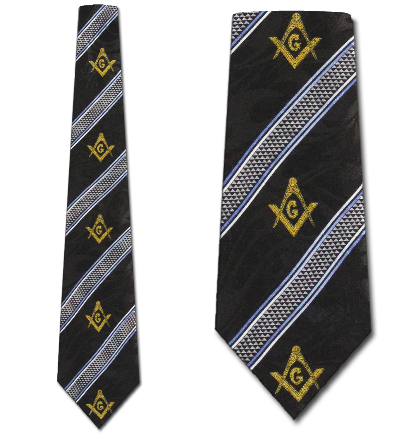 1906-100: Mason Stripe Ties Black Freemason Neckties by Steven Harris