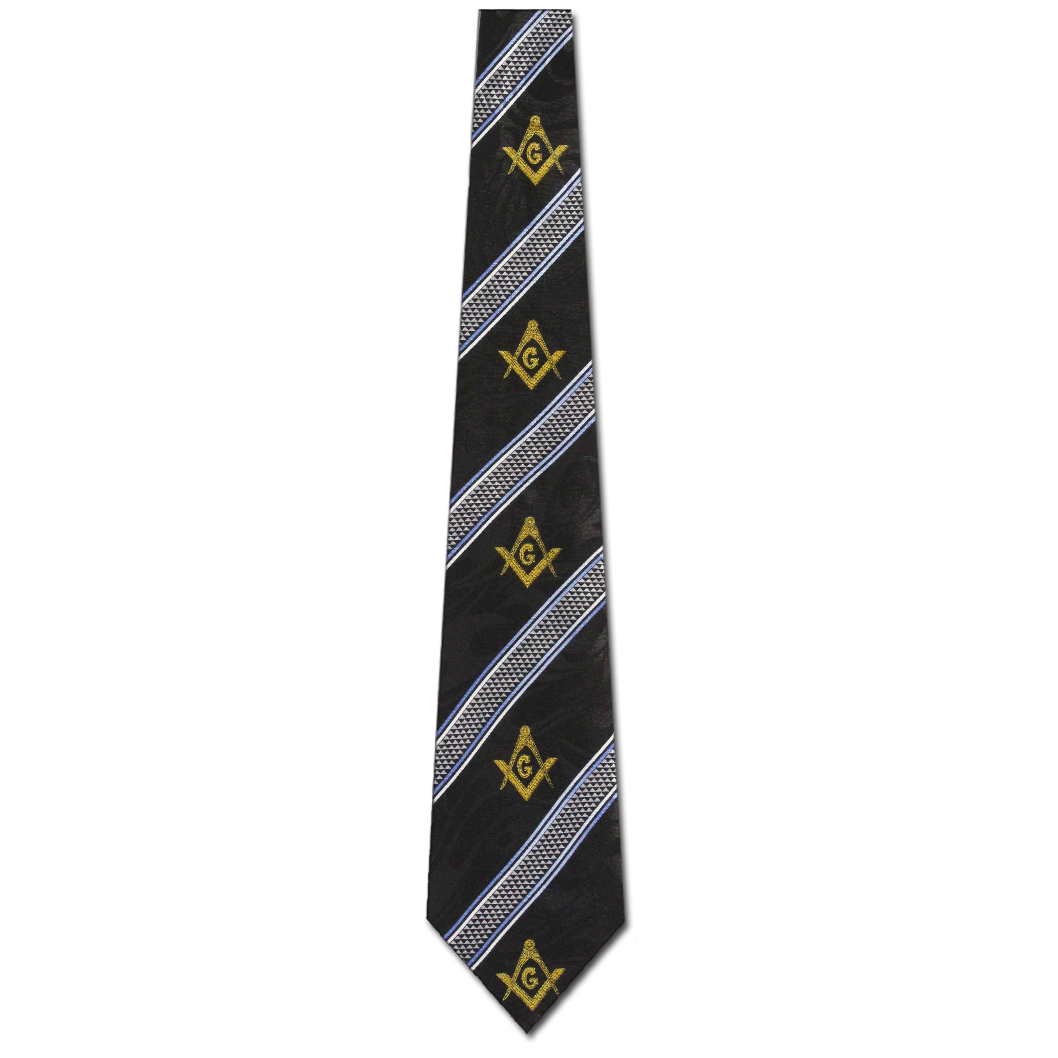 1906-100: Mason Stripe Ties Black Freemason Neckties by Steven Harris at Abcties.com