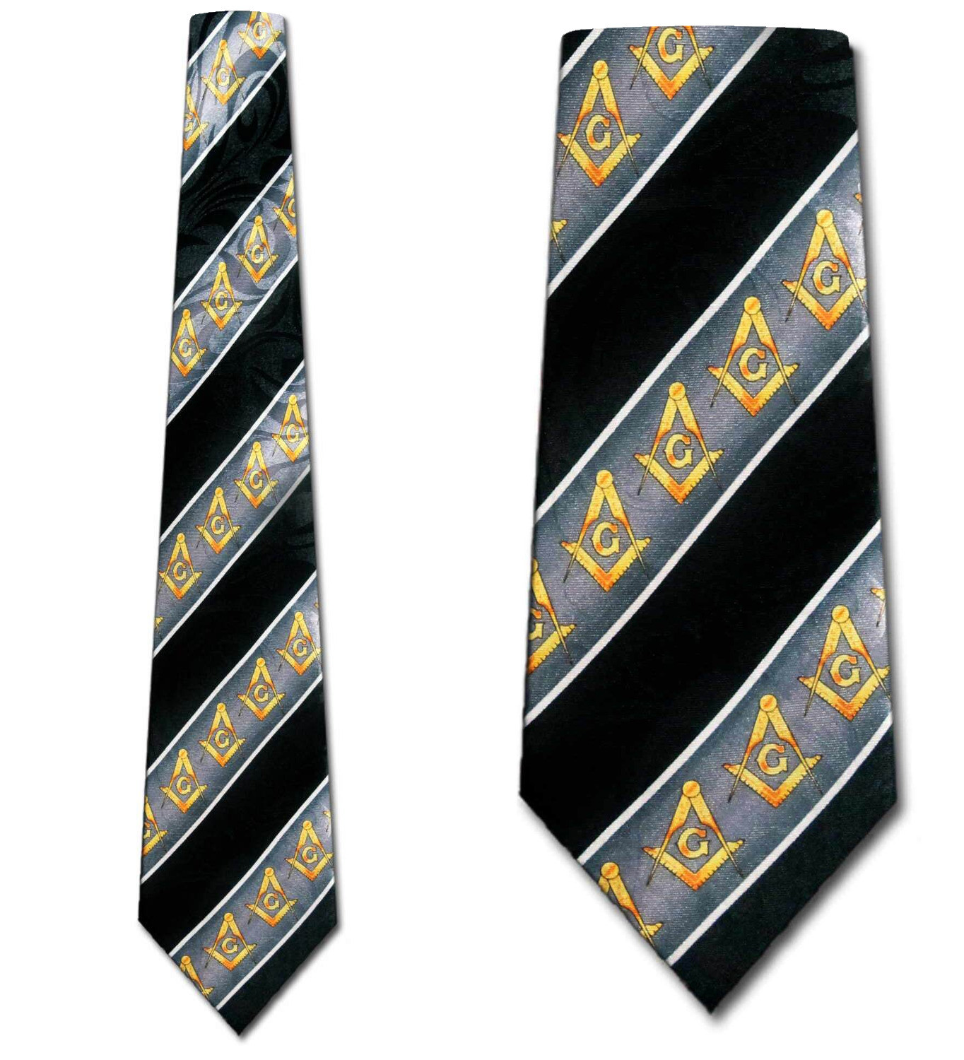 1907-100: Mason Traditional Stripe Ties Black Masons Neckties by Steven Harris