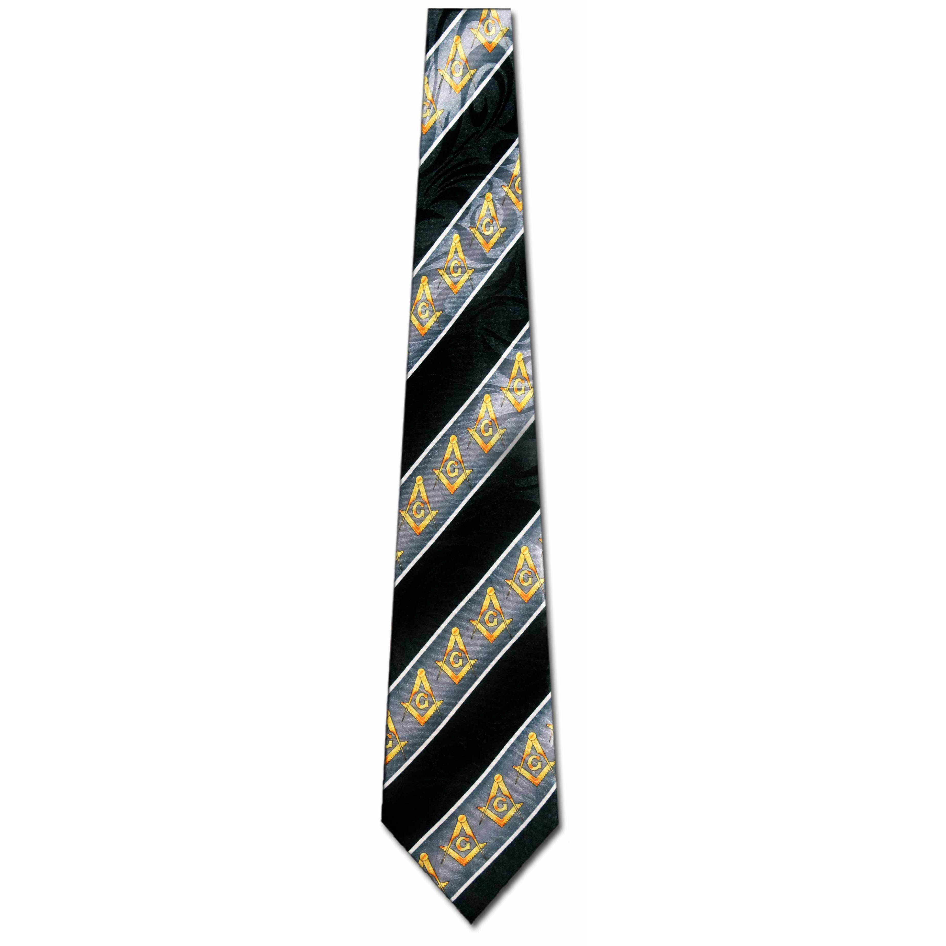 1907-100: Mason Traditional Stripe Ties Black Masons Neckties by Steven Harris at Abcties.com
