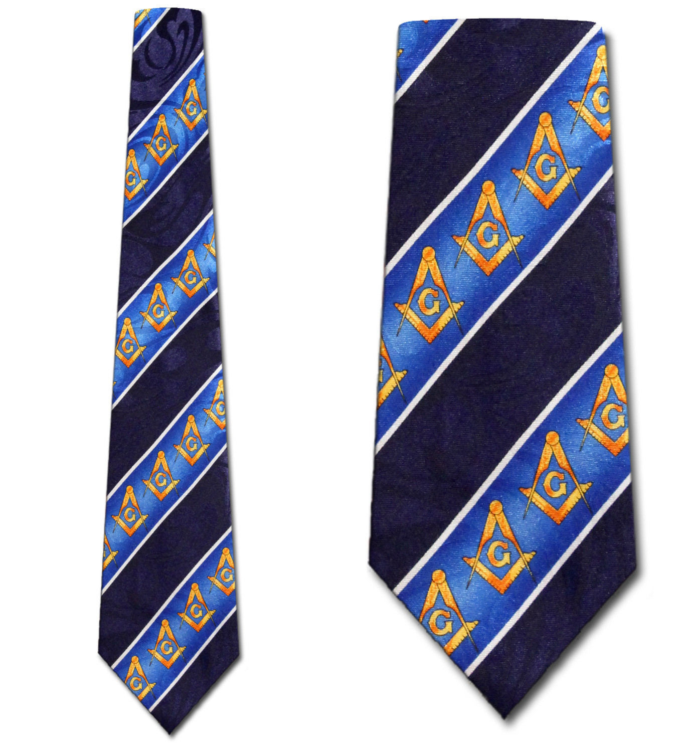 1907-102: Mason Traditional Stripe Ties Navy Masons Neckties by Steven Harris