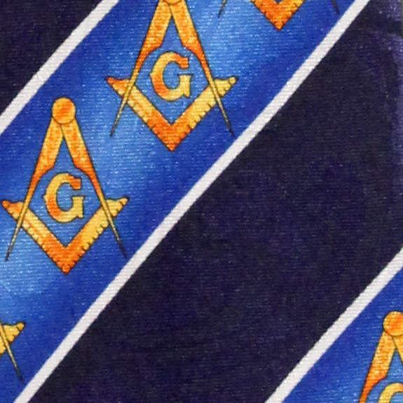 1907-102: Mason Traditional Stripe Ties Navy Masons Neckties by Steven Harris