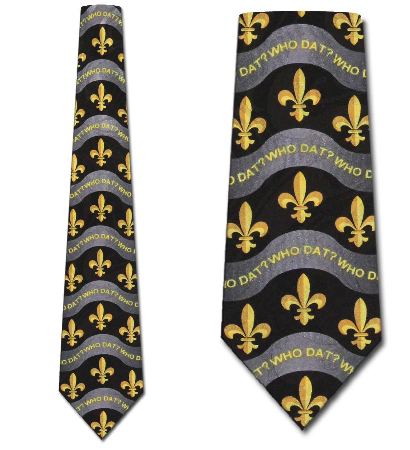 1910-100: New Orleans Who Dat Tie Fleur De Lis Neckties Black by Steven Harris