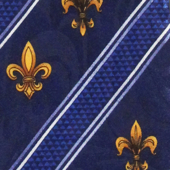 1911-102: Fleur De Lis Rep Stripe Ties New Orleans Necktie Navy by Steven Harris