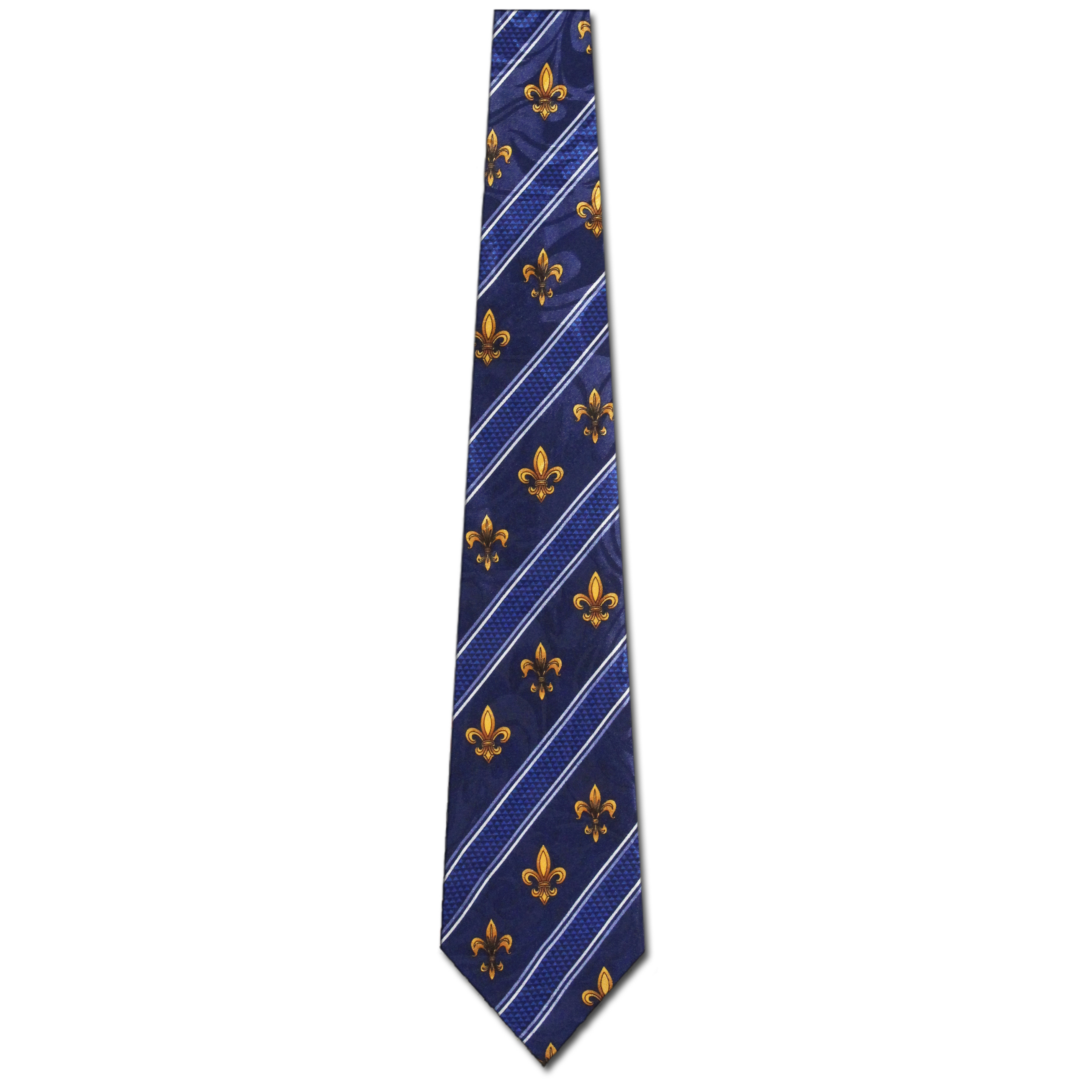 1911-102: Fleur De Lis Rep Stripe Ties New Orleans Necktie Navy by Steven Harris at Abcties.com