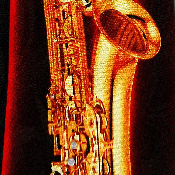 1928-100: Sax Ties Music Black Red Saxophone Necktie by Steven Harris