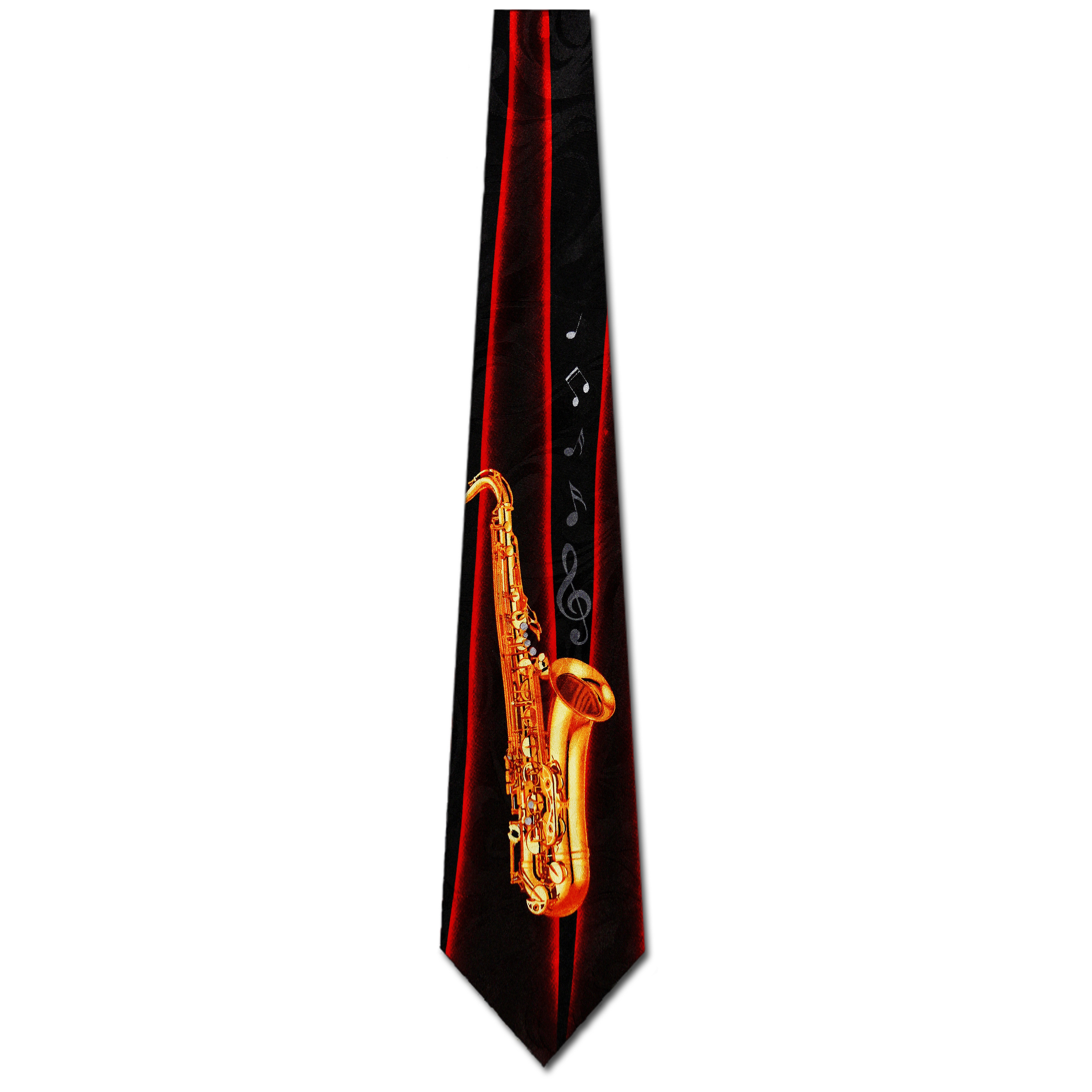 1928-100: Sax Ties Music Black Red Saxophone Necktie by Steven Harris at Abcties.com
