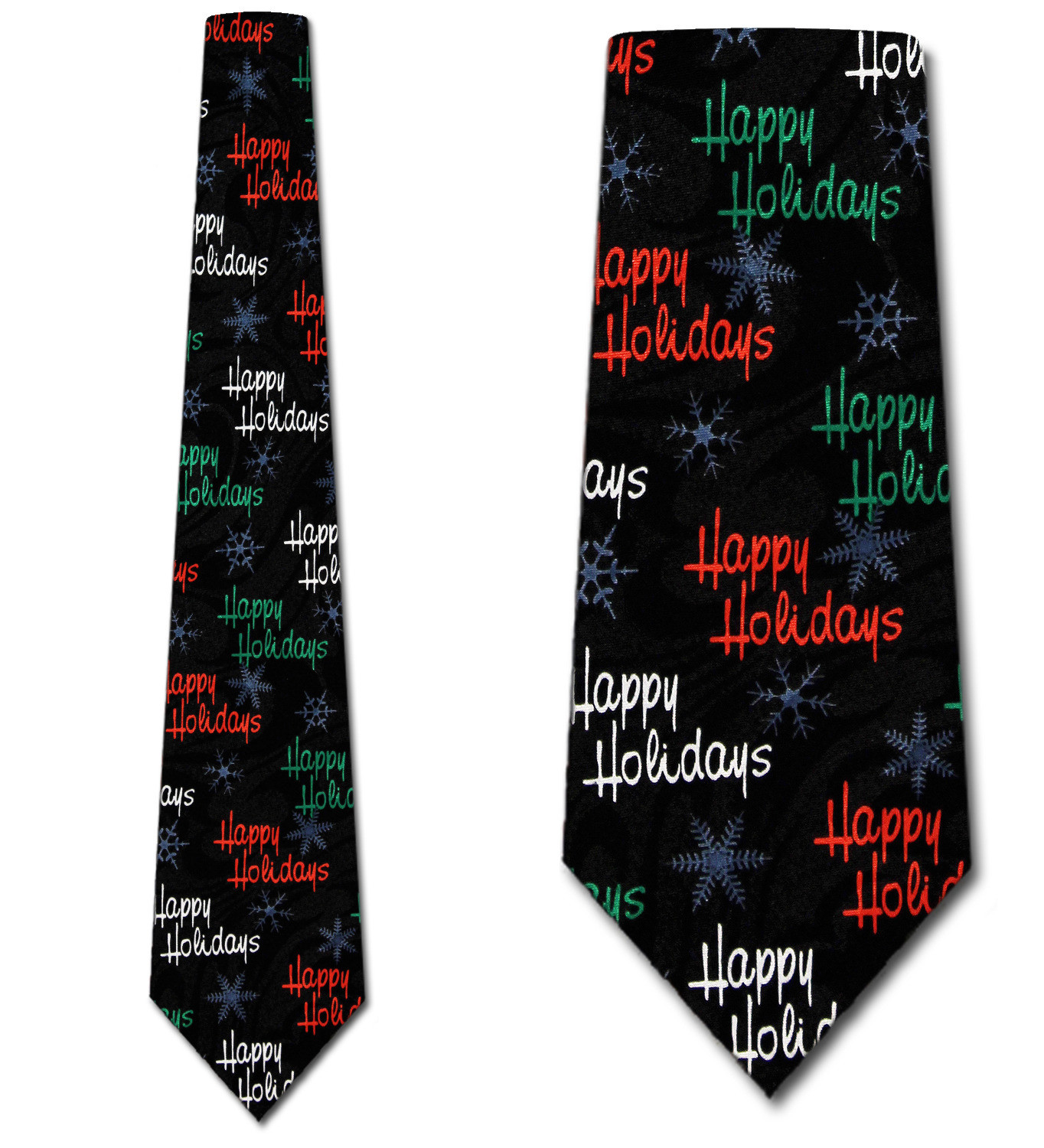 1939-100: Holiday Snow Ties Neckties Black by Steven Harris