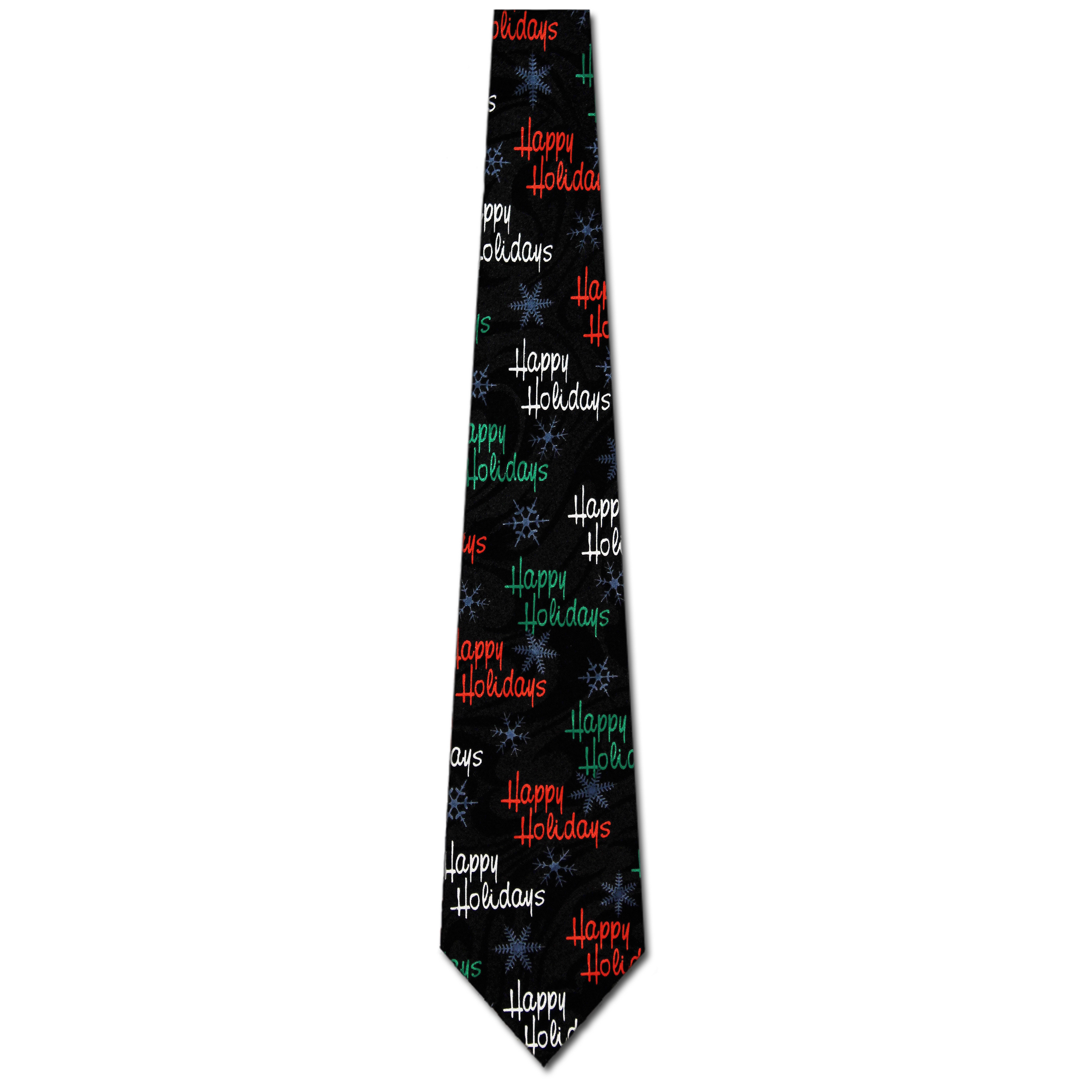 1939-100: Holiday Snow Ties Neckties Black by Steven Harris at Abcties.com