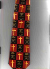 1944-100: Crosses and Fish Checker Ties Inspirational Neckties Black by Steven Harris