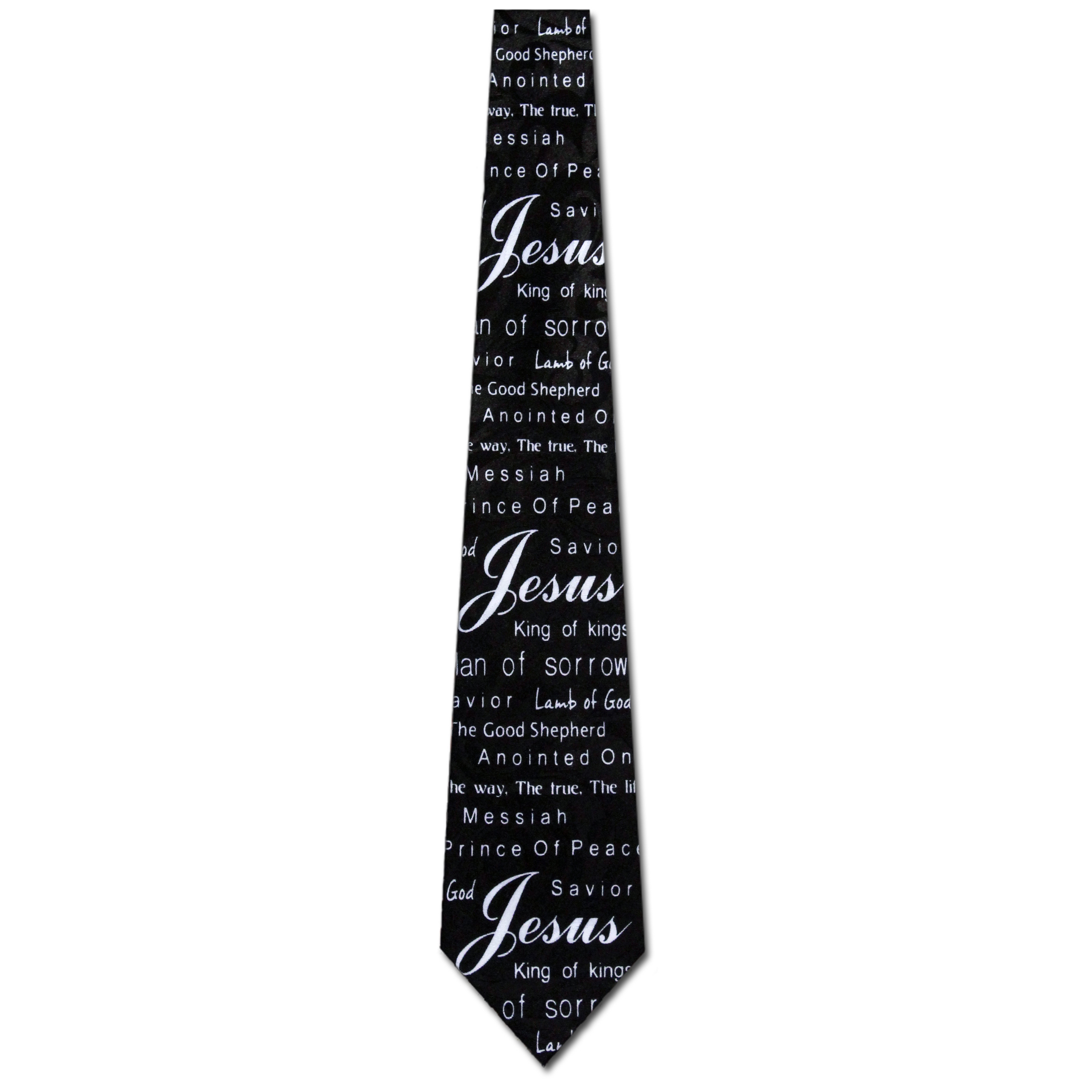 1951-100: Jesus King of Kings Tie Inspirational Church Neckties Black by Steven Harris at Abcties.com