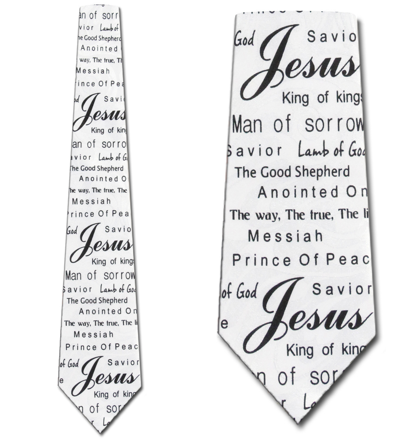 1951-106: Jesus King of Kings Tie Inspirational Church Neckties White by Steven Harris