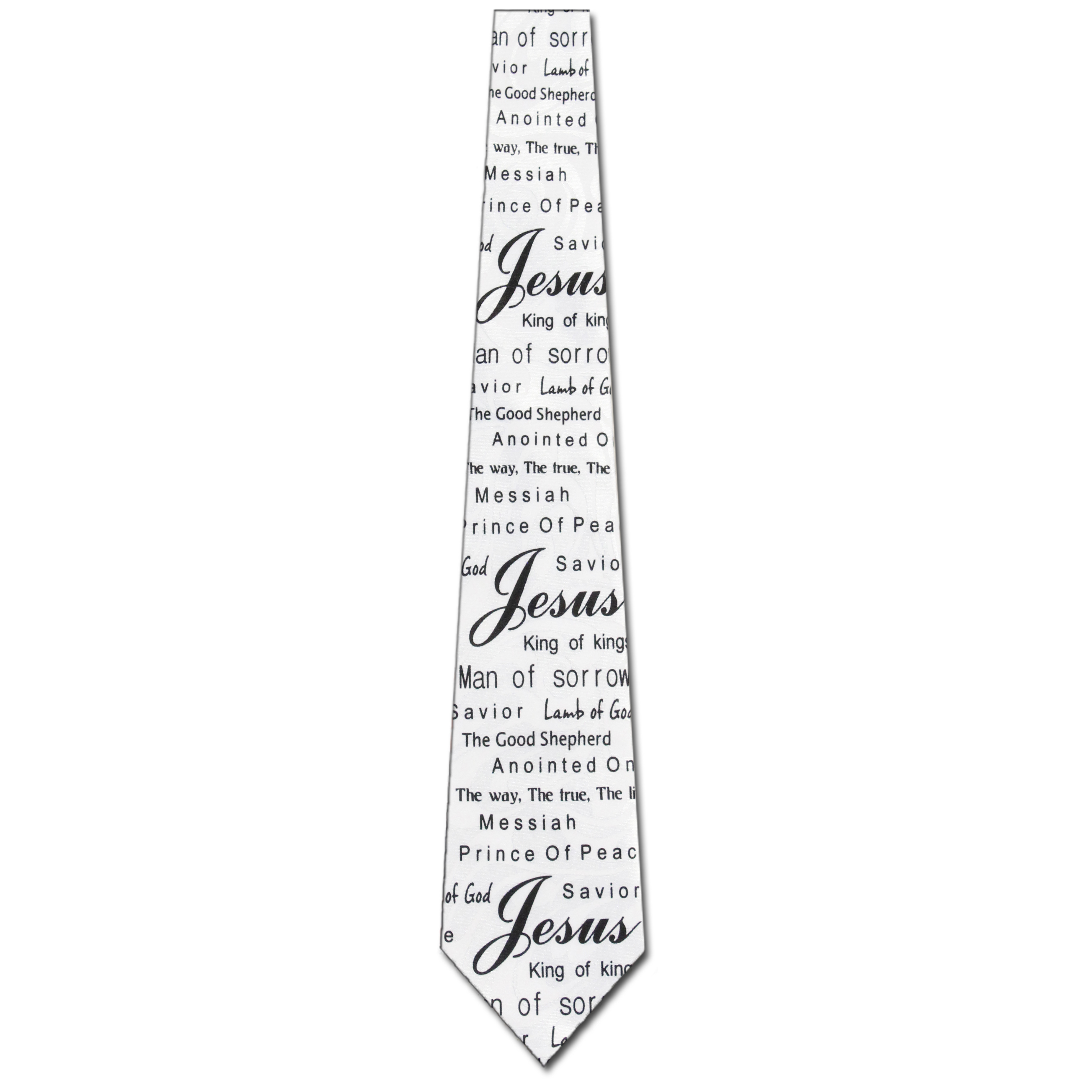 1951-106: Jesus King of Kings Tie Inspirational Church Neckties White by Steven Harris at Abcties.com