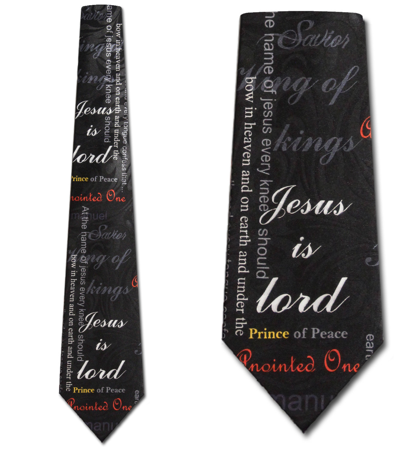 1953-100: Prince of Peace Ties Jesus is Lord Savior Neckties Black by Steven Harris