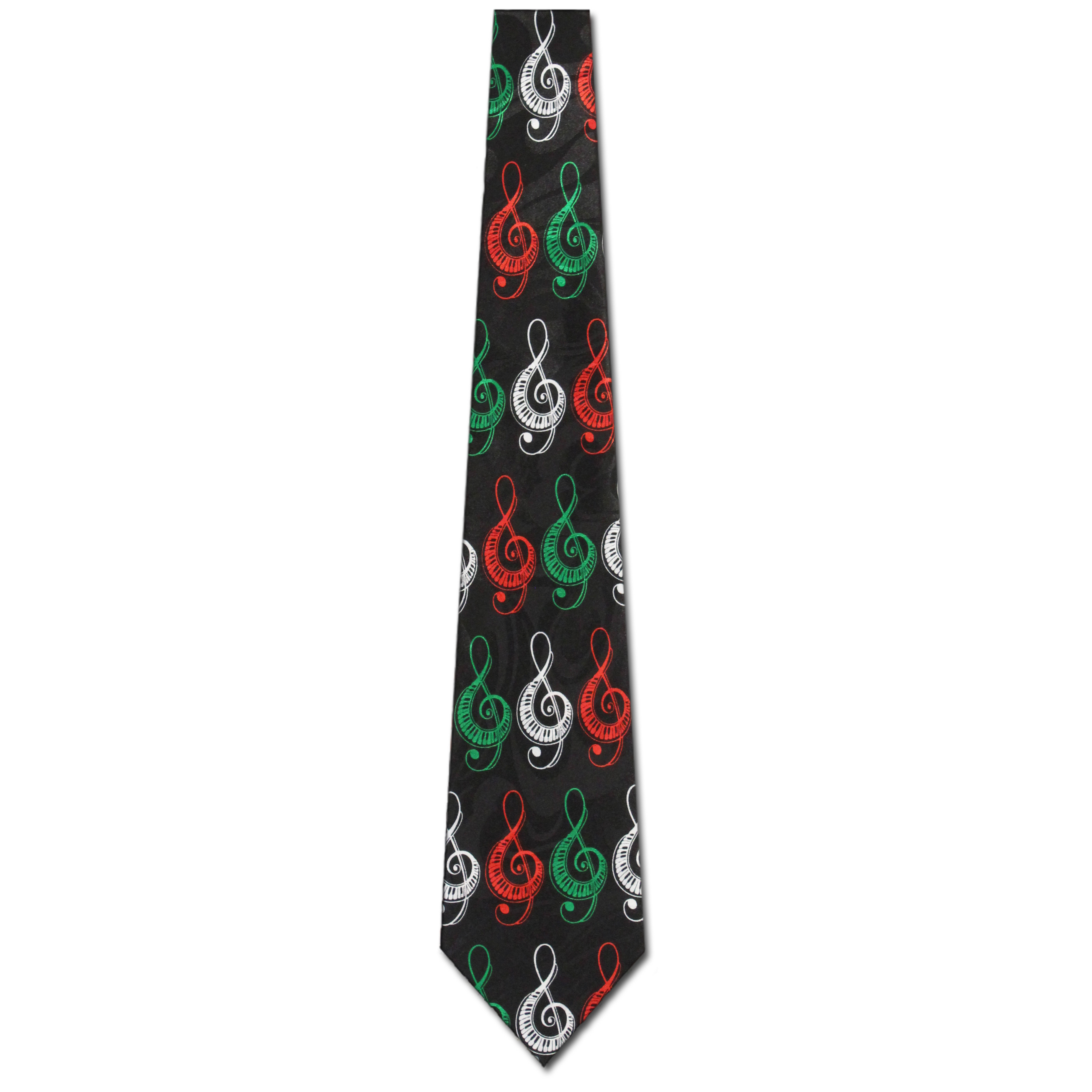 1954-100: Treble Clef Ties Keyboard Neckties Black by Steven Harris at Abcties.com