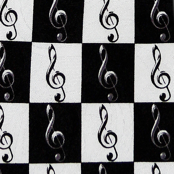 1955-100: Checkered Clefs Necktie Black White Music Clef Ties by Steven Harris