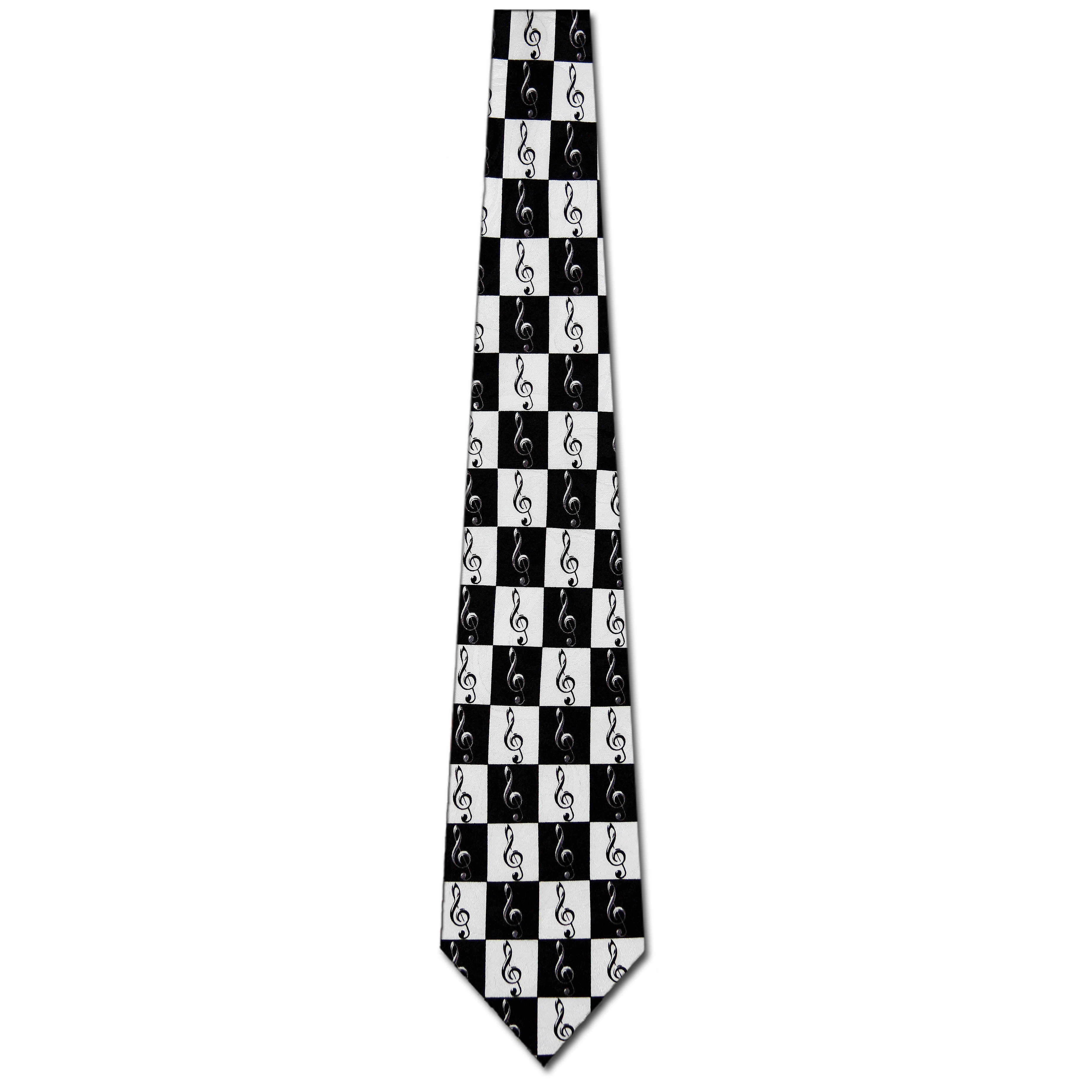 1955-100: Checkered Clefs Necktie Black White Music Clef Ties by Steven Harris at Abcties.com