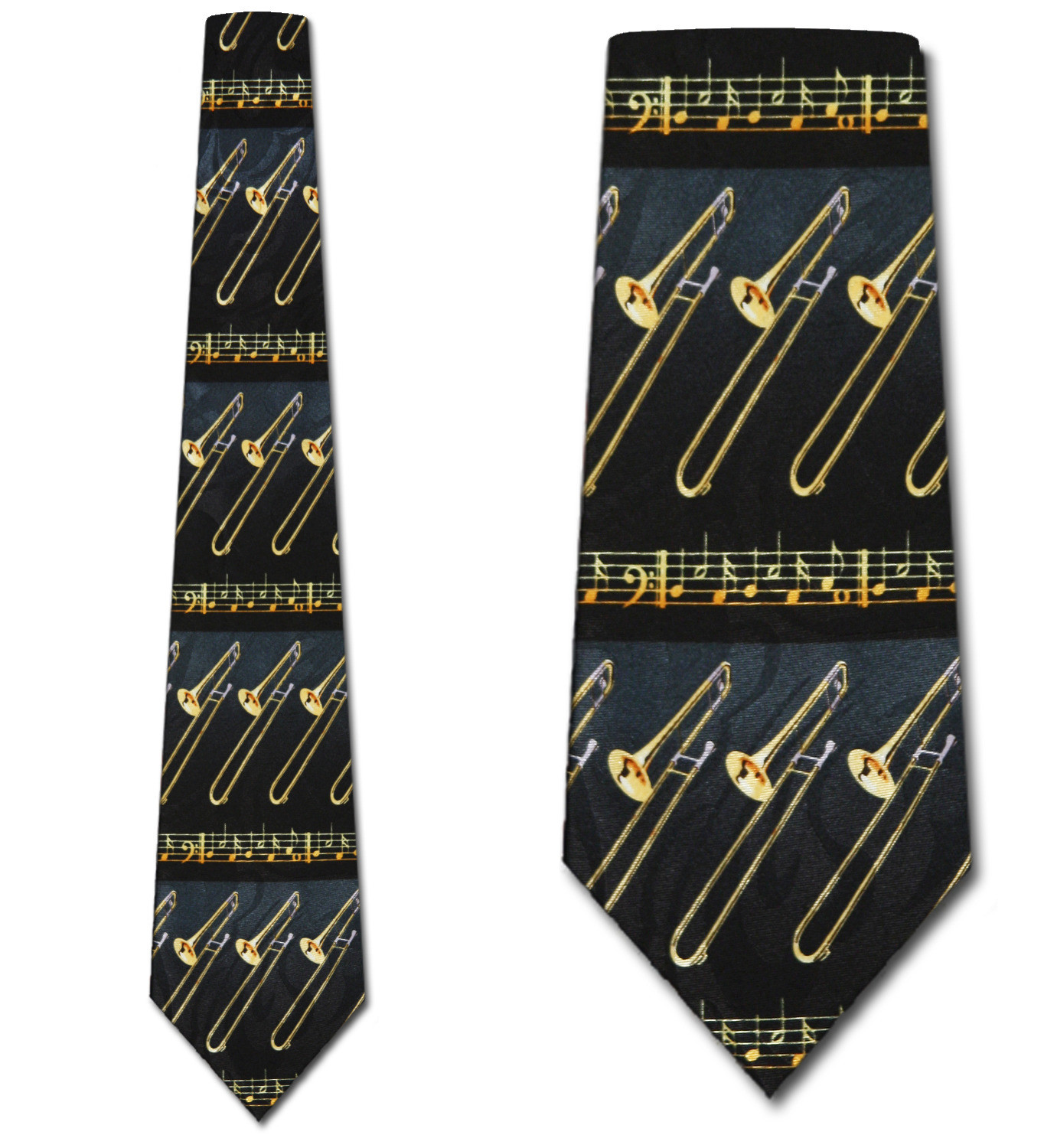 1958-100: Trombone Stripe Ties Trombones Music Notes Neckties Black by Steven Harris at Abcties.com