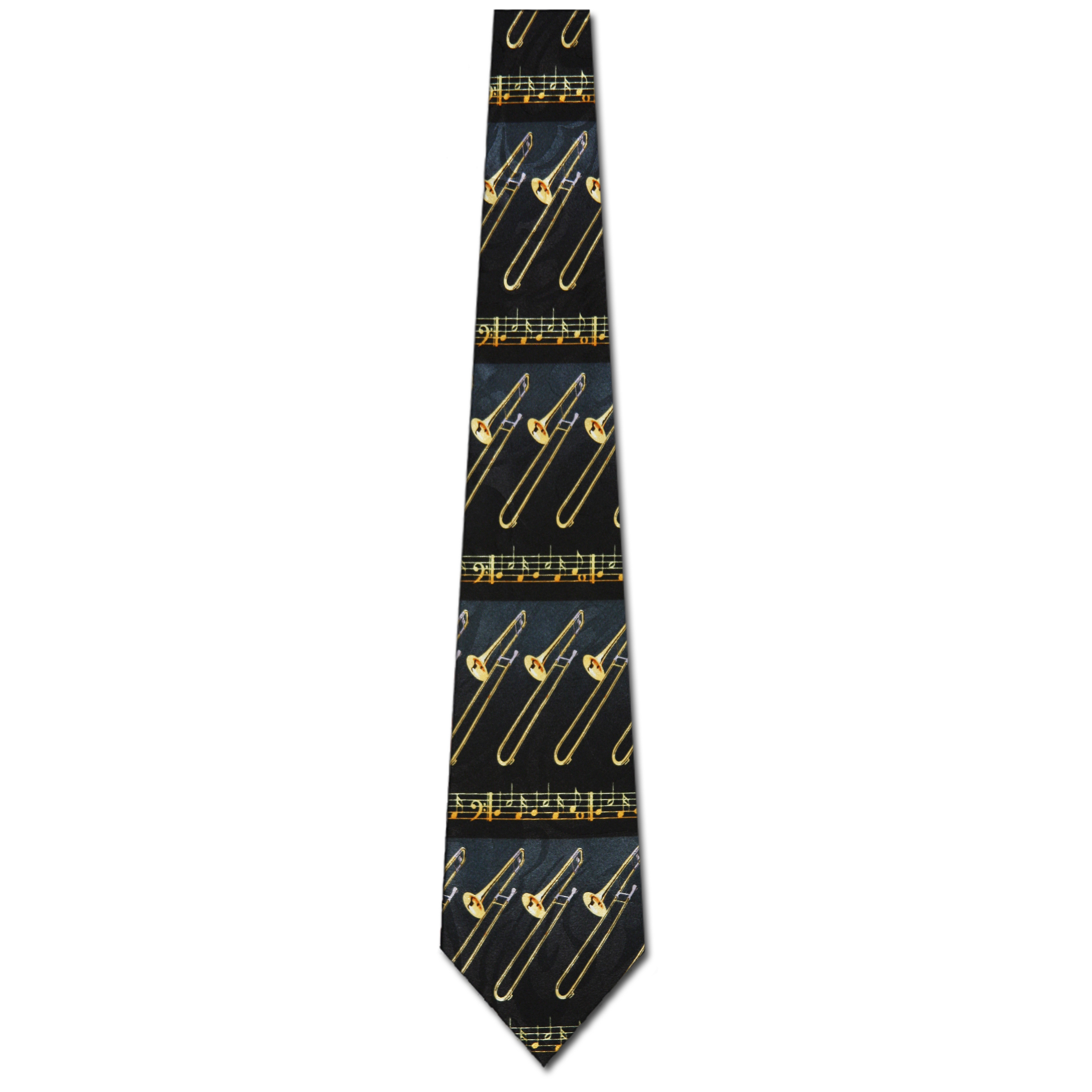 1958-100: Trombone Stripe Ties Trombones Music Notes Neckties Black by Steven Harris at Abcties.com