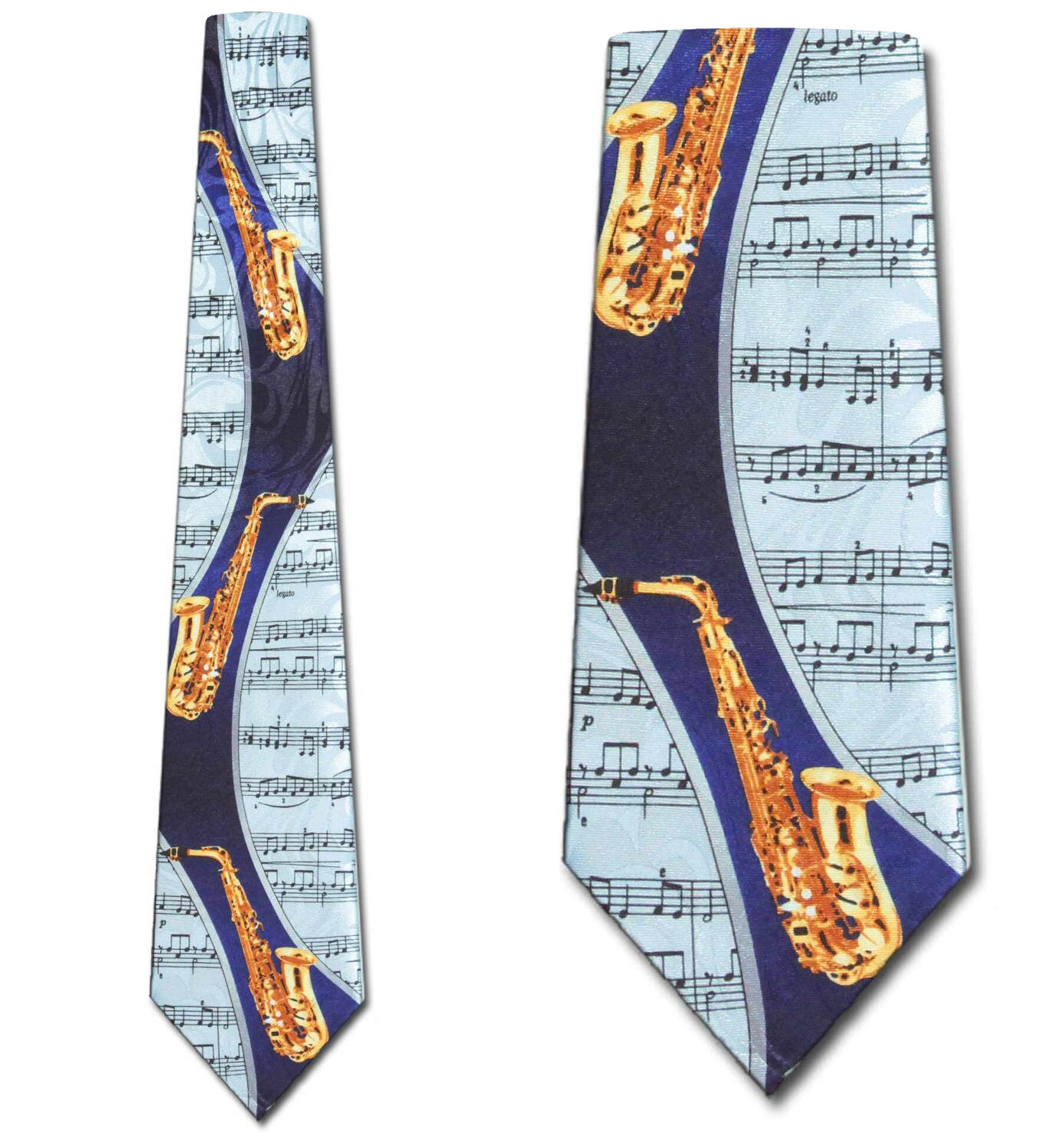 1960-102: Sheet Music Neckties Saxophone Ties Navy by Steven Harris at Abcties.com