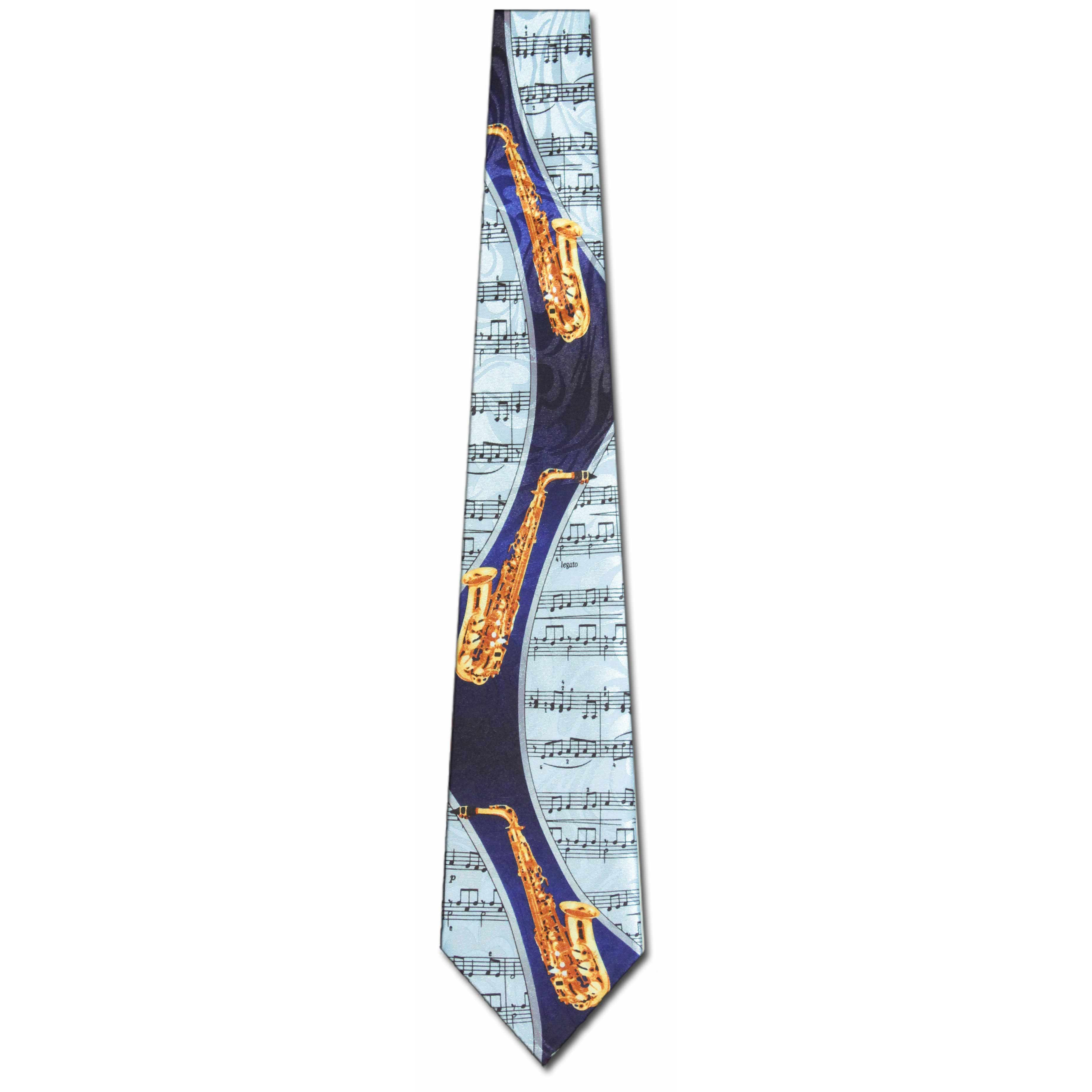 1960-102: Sheet Music Neckties Saxophone Ties Navy by Steven Harris at Abcties.com