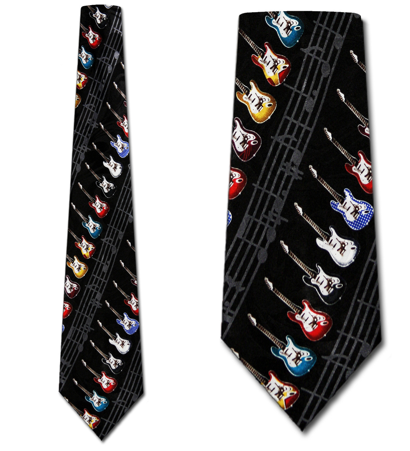 1965-100: Electric Guitar Neckties Black Diagonal Guitars Tie by Steven Harris