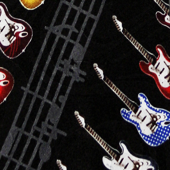 1965-100: Electric Guitar Neckties Black Diagonal Guitars Tie by Steven Harris