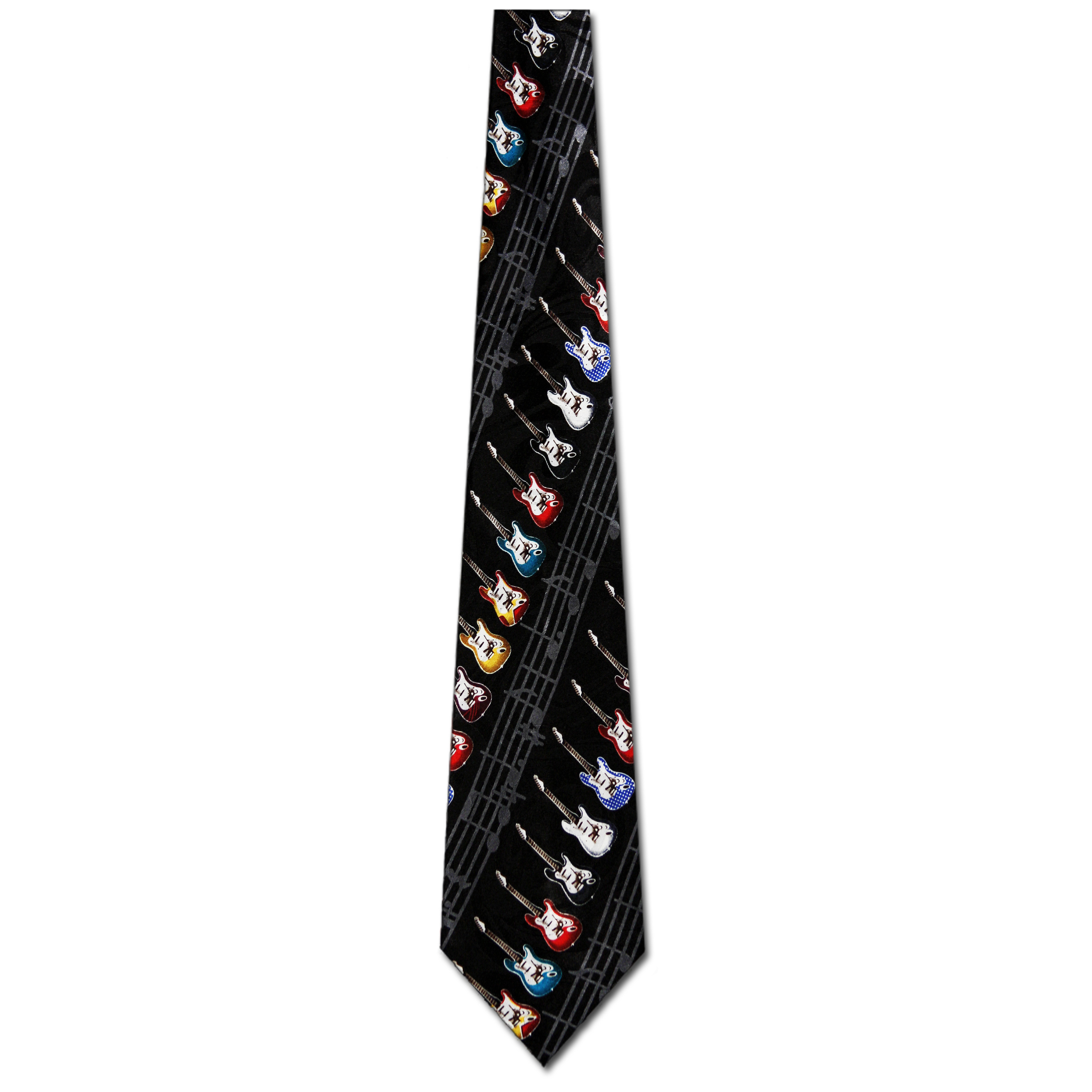 1965-100: Electric Guitar Neckties Black Diagonal Guitars Tie by Steven Harris at Abcties.com