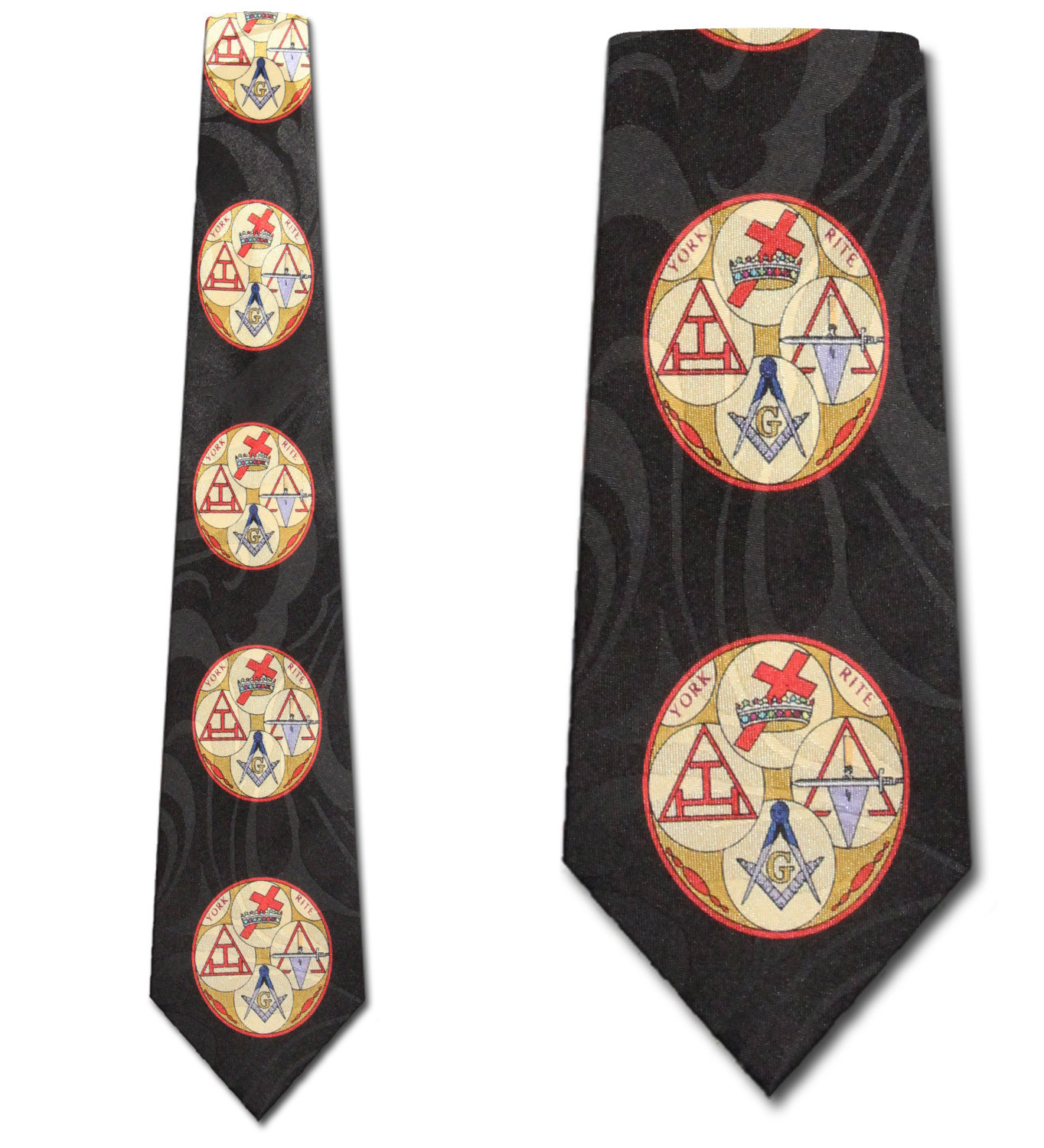 1966-100: Mason York Rite Ties Black Masons Neckties by Steven Harris