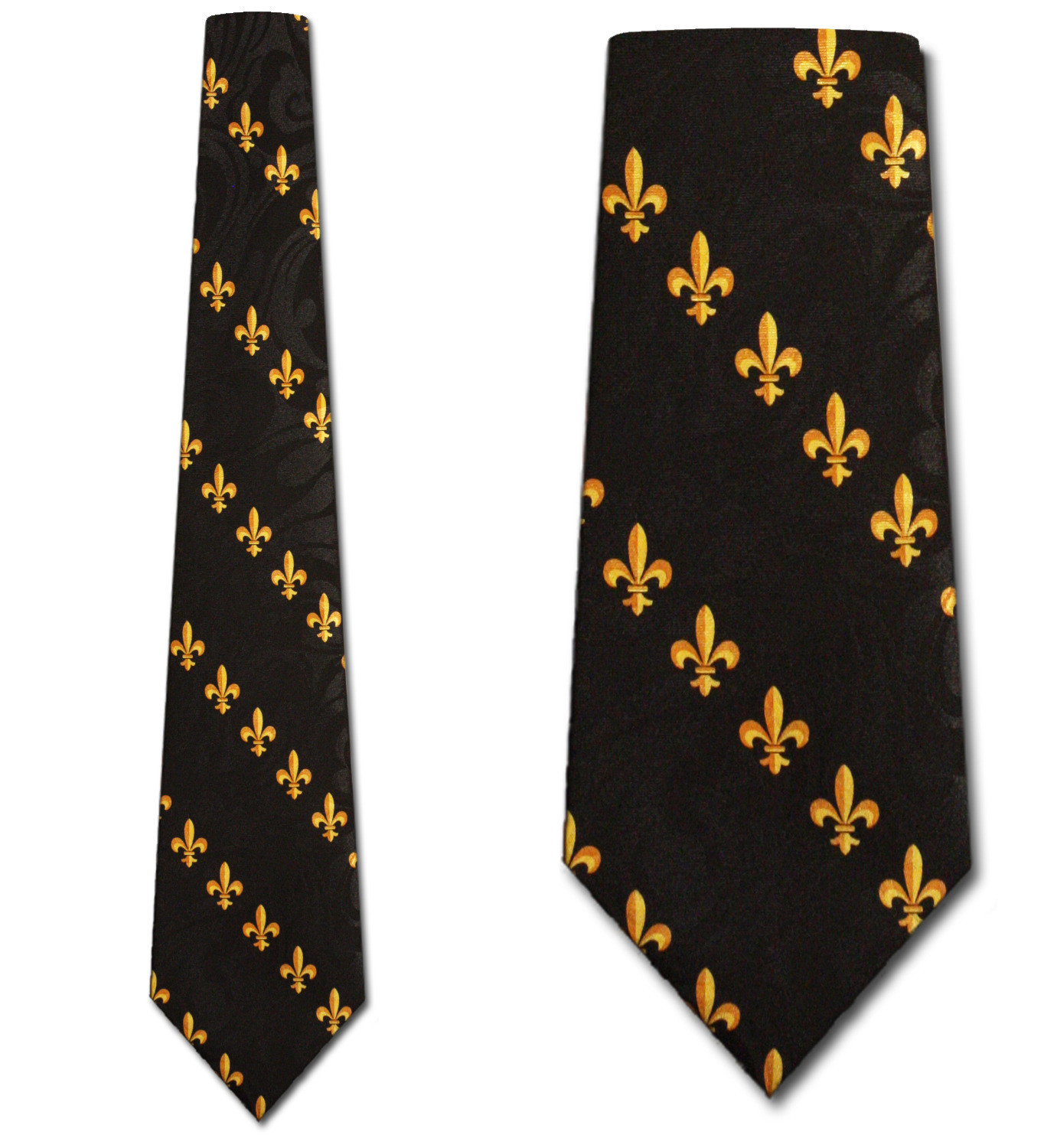 1969-100: Fleur De Lis Neckties Diagonal Stripe Ties Black by Steven Harris
