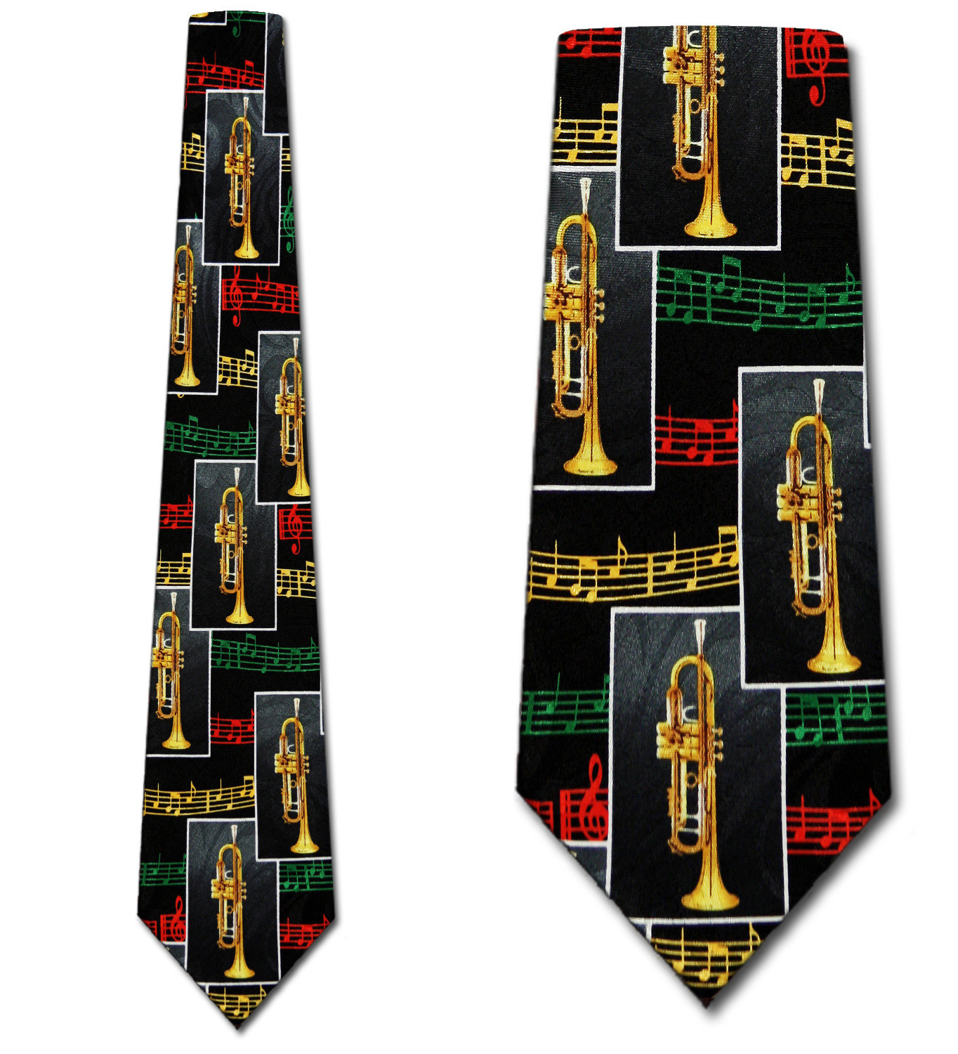 1970-100: Trumpets Ties Mens Black Music Notes Neckties by Steven Harris at Abcties.com