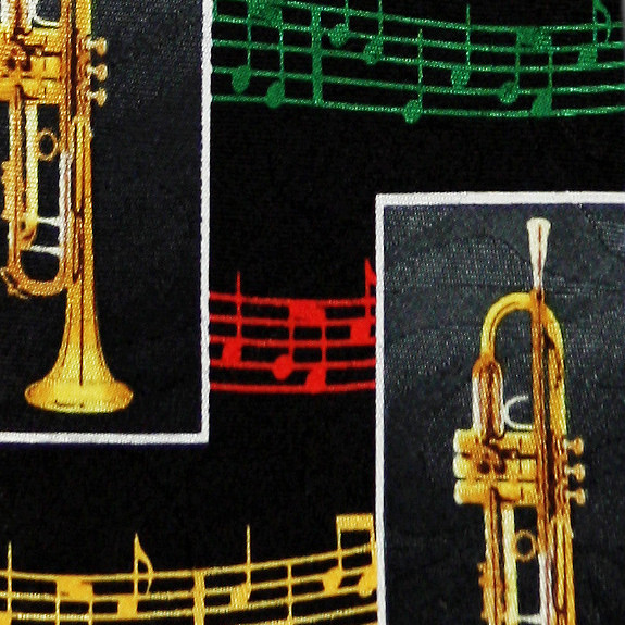 1970-100: Trumpets Ties Mens Black Music Notes Neckties by Steven Harris at Abcties.com
