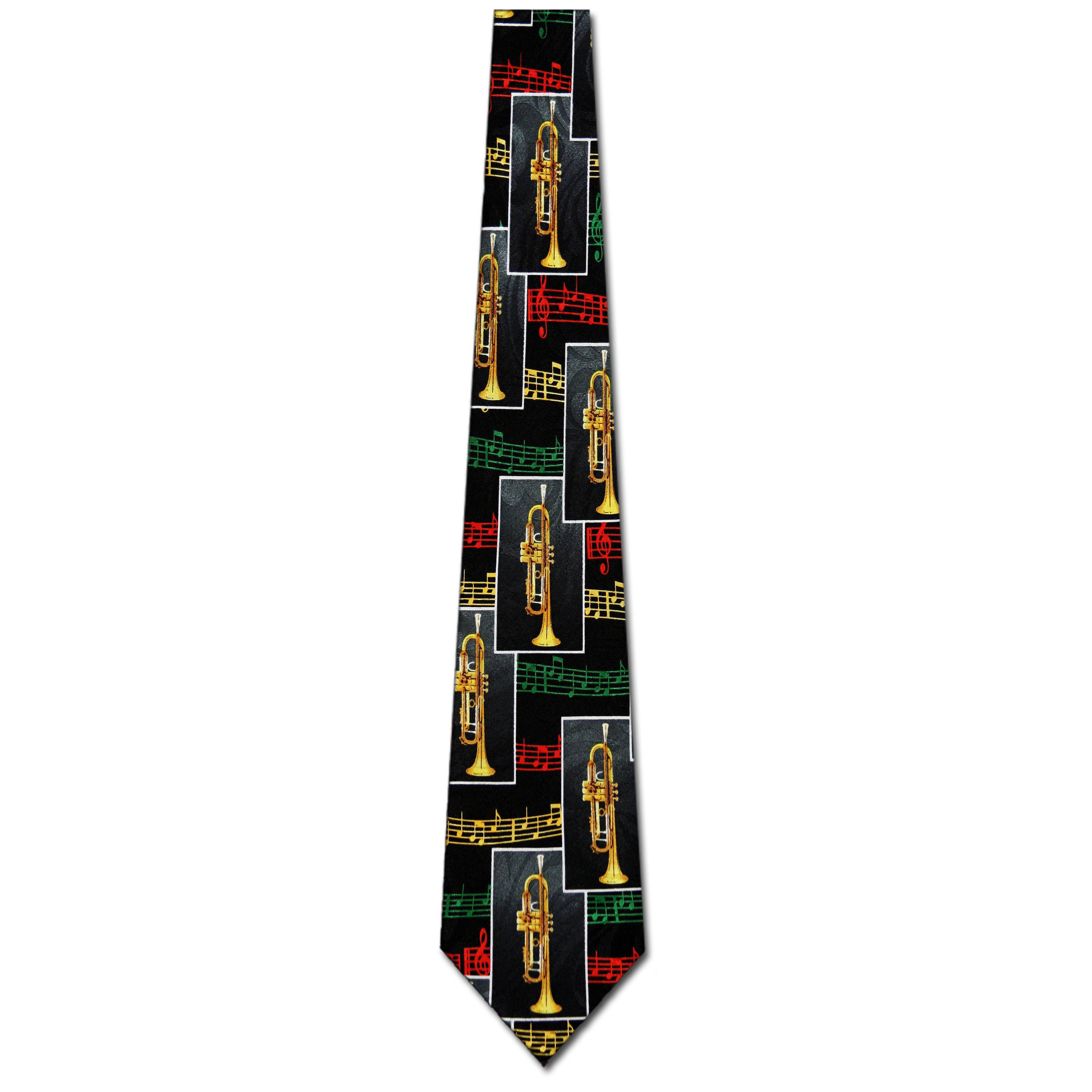 1970-100: Trumpets Ties Mens Black Music Notes Neckties by Steven Harris at Abcties.com