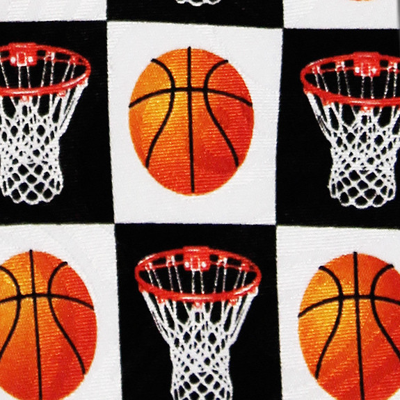 1974-100: Checkered Basketballs Tie Black and White Nets Baskets Neckties by Steven Harris