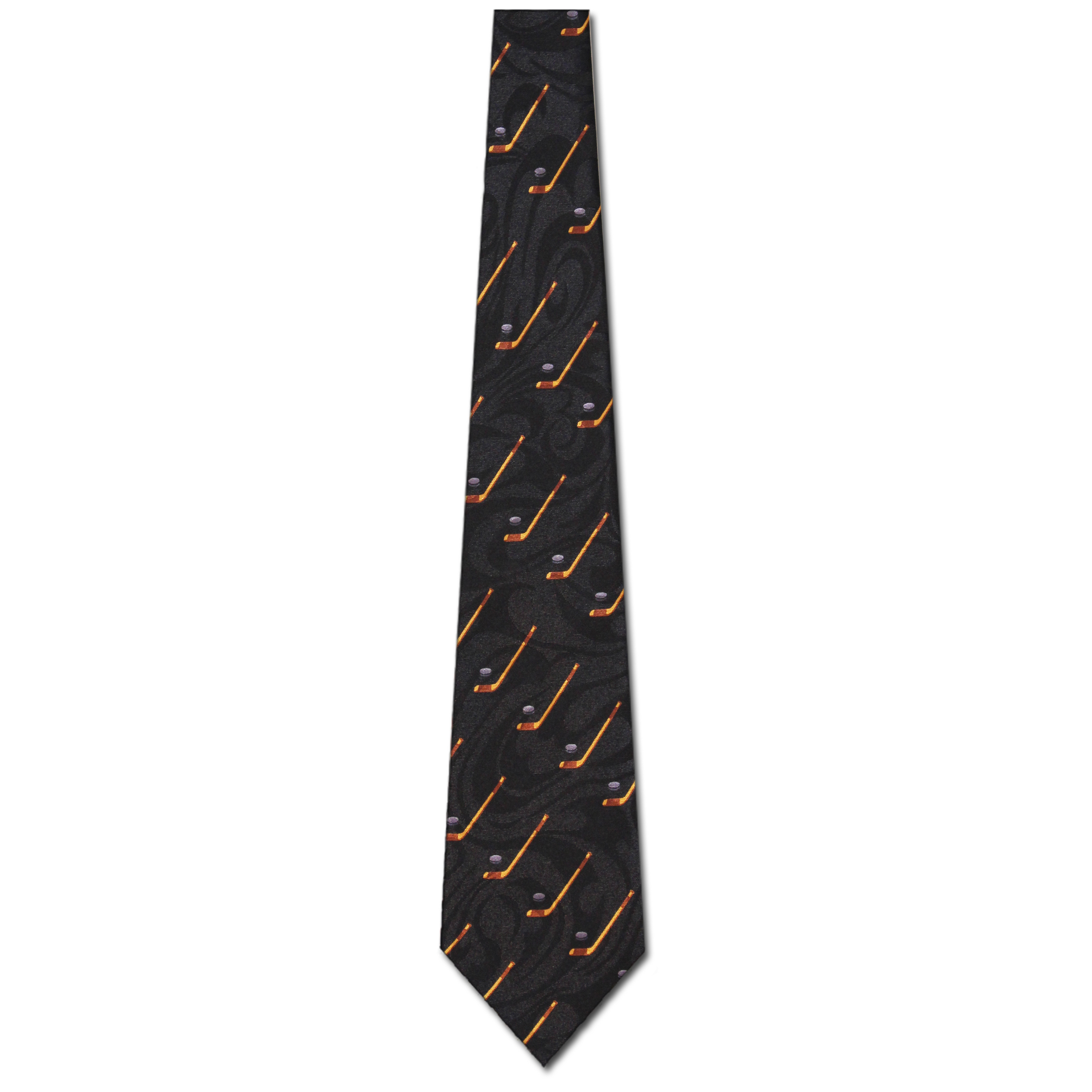 1975-100: Hockey Stick Ties Black Diagonal Sports Ties by Steven Harris at Abcties.com