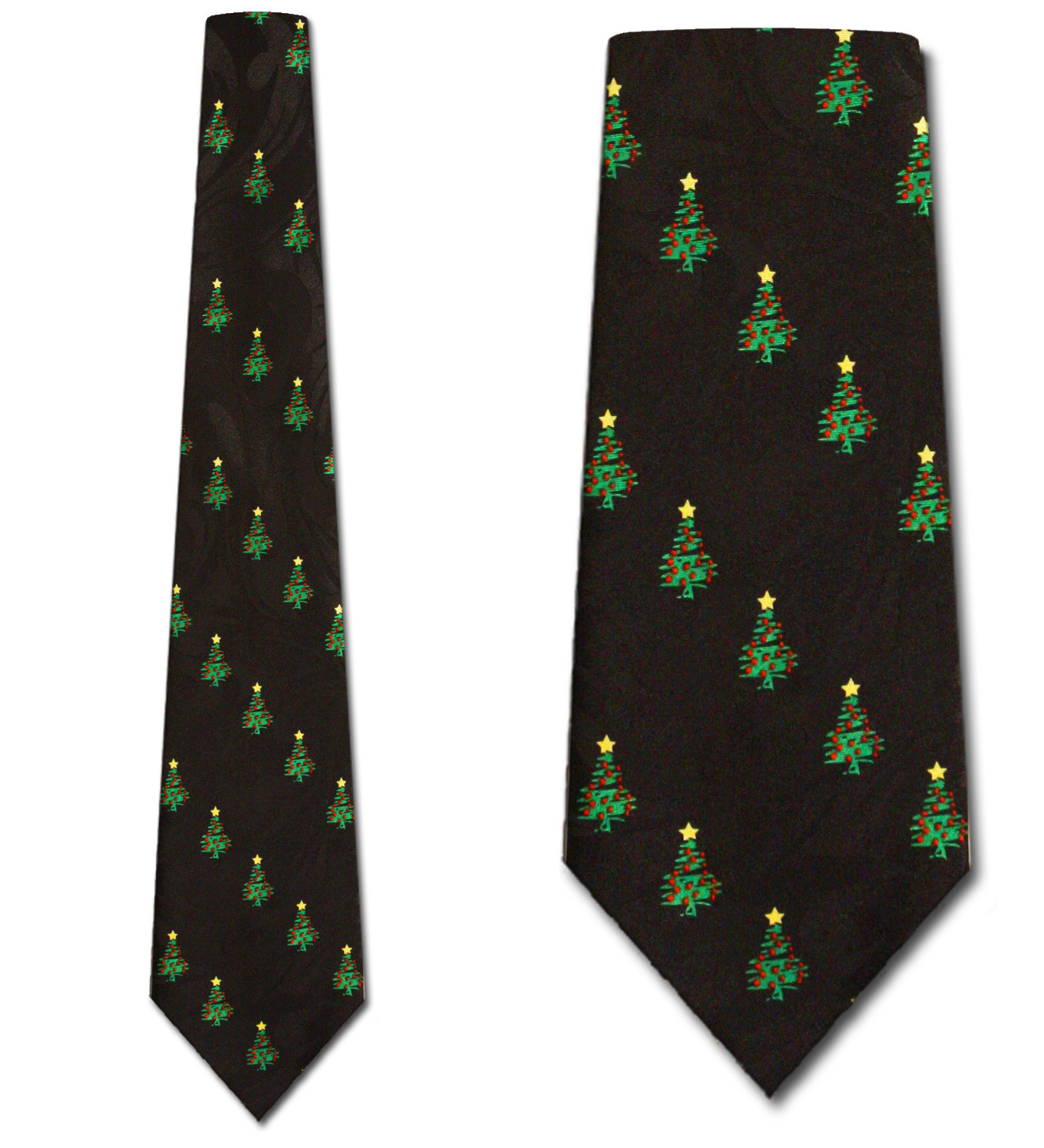 1989-100: Christmas Tree Ties Holiday Diagonal Trees Necktie Black by Steven Harris