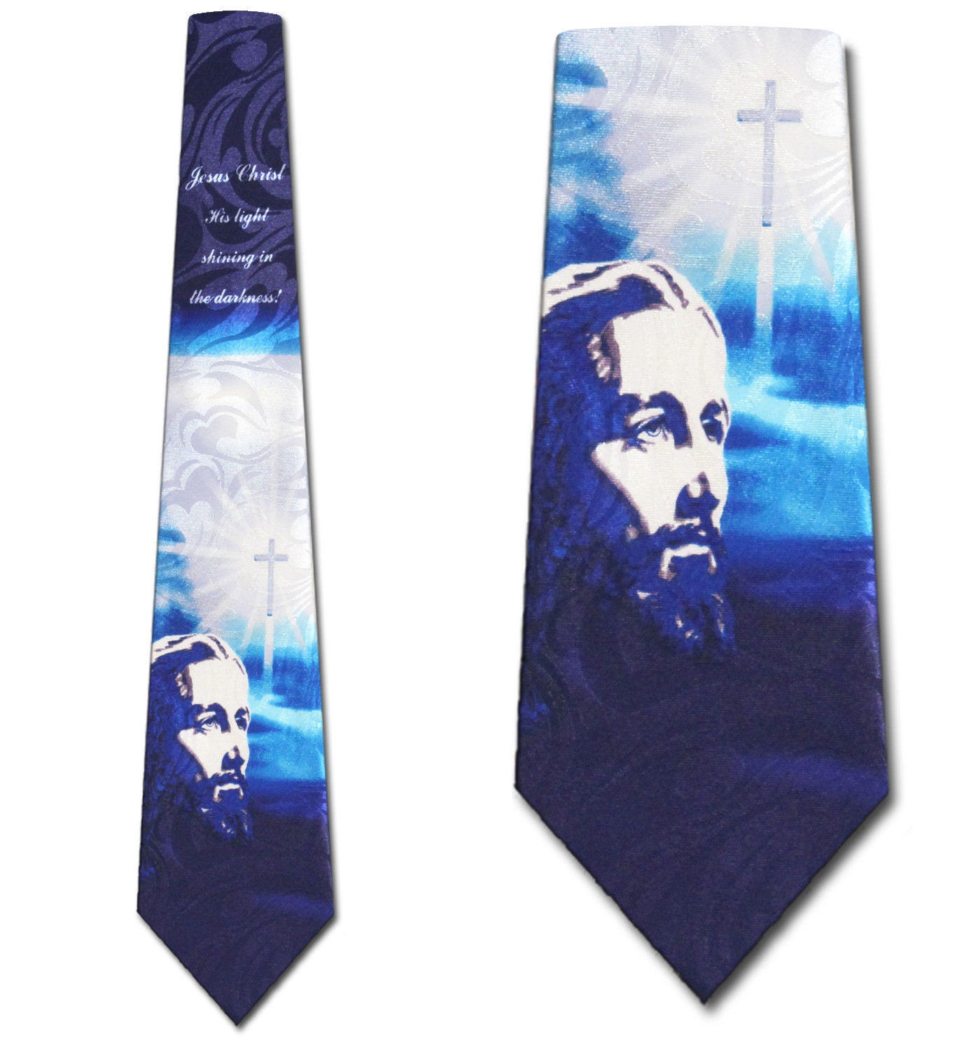 1991-102: Light Shining in the Darkness Ties Jesus Christ Neckties Navy by Steven Harris at Abcties.com