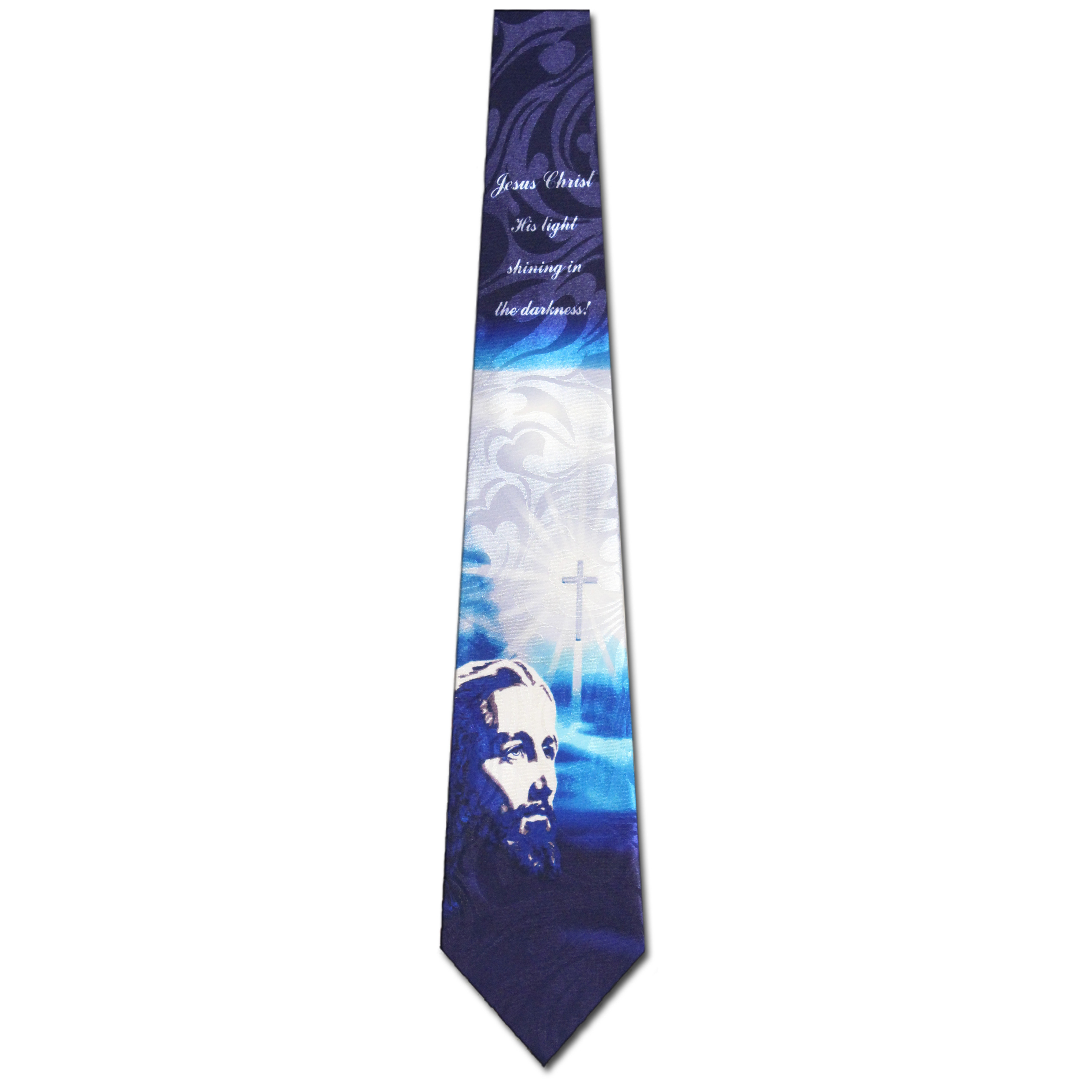 1991-102: Light Shining in the Darkness Ties Jesus Christ Neckties Navy by Steven Harris at Abcties.com