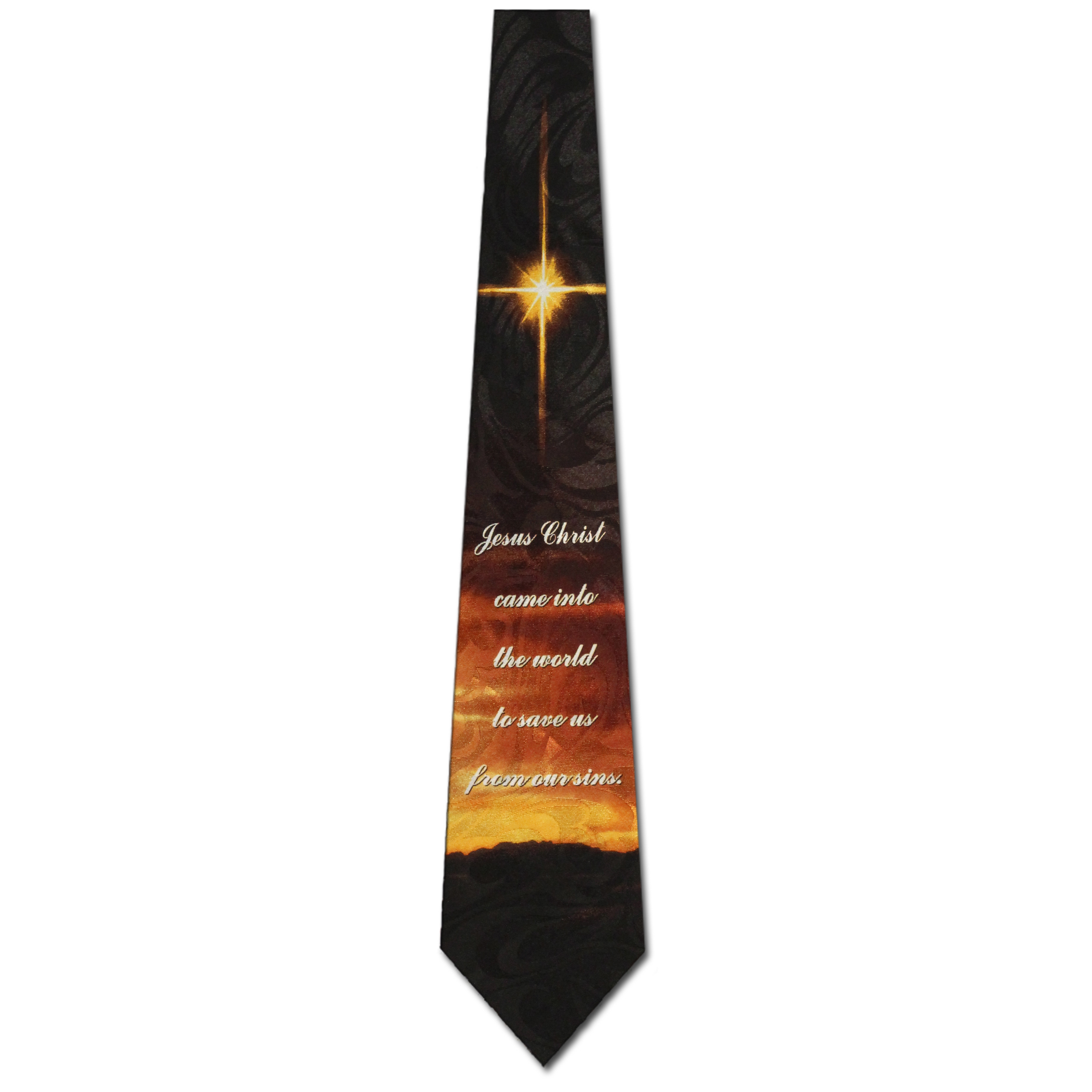 1995-100: Save Us From Our Sins Necktie Star Sunset Religious Ties Black by Steven Harris at Abcties.com