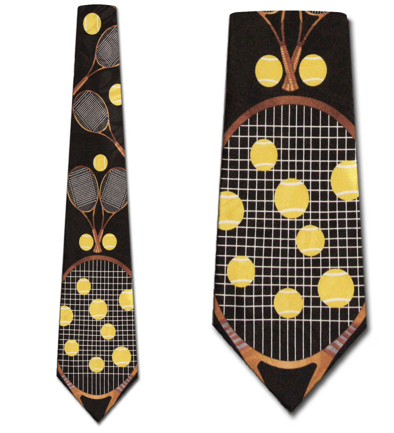 2004-100: Tennis Ties Balls Big Racket Neckties Black by Steven Harris