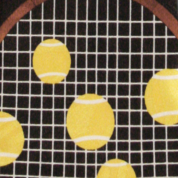 2004-100: Tennis Ties Balls Big Racket Neckties Black by Steven Harris