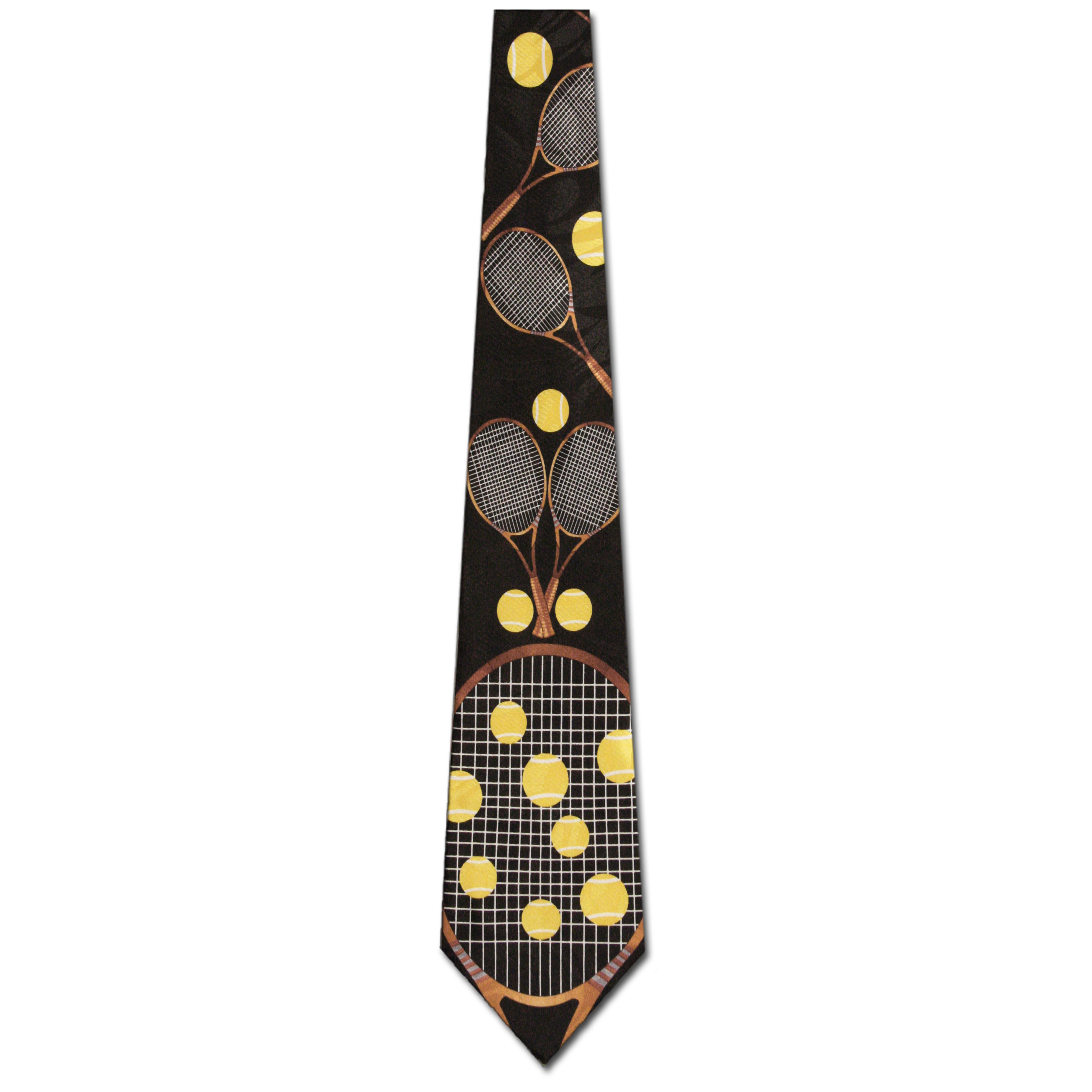 2004-100: Tennis Ties Balls Big Racket Neckties Black by Steven Harris at Abcties.com