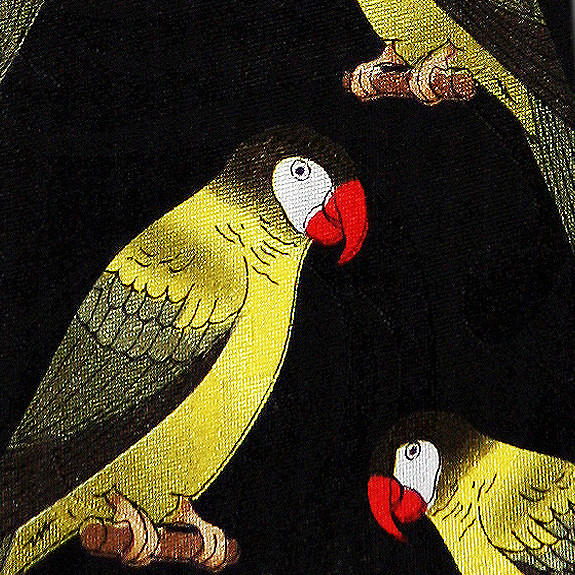 2018-100: Green Parrot Ties Bird Neckties Black by Steven Harris