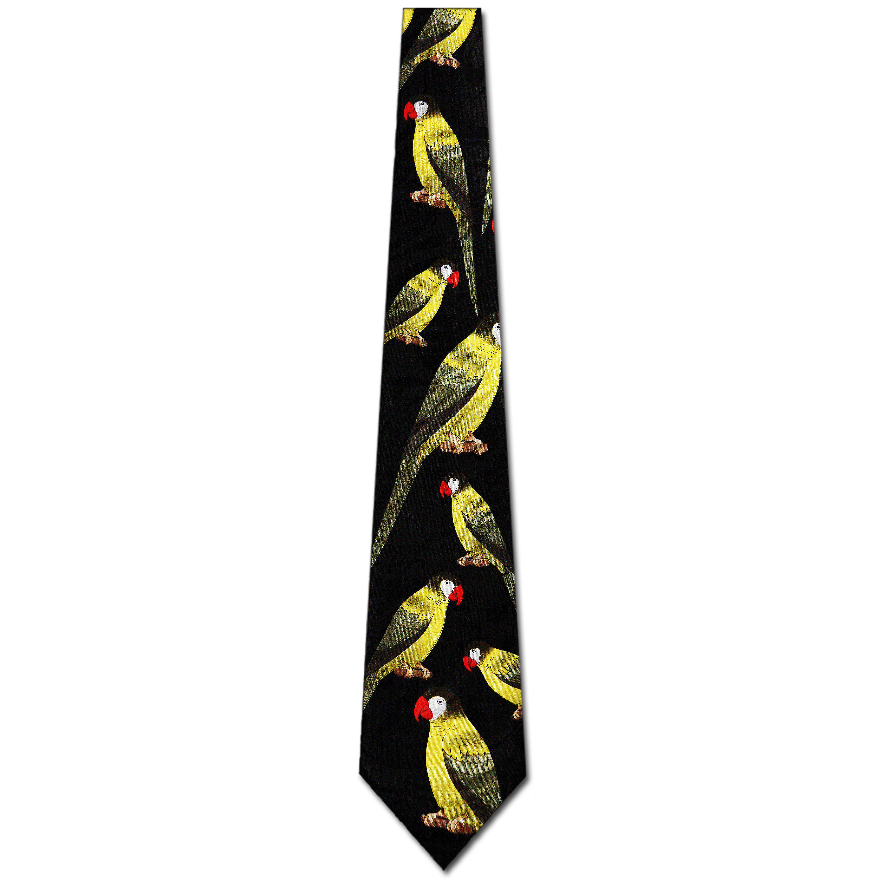 2018-100: Green Parrot Ties Bird Neckties Black by Steven Harris at Abcties.com